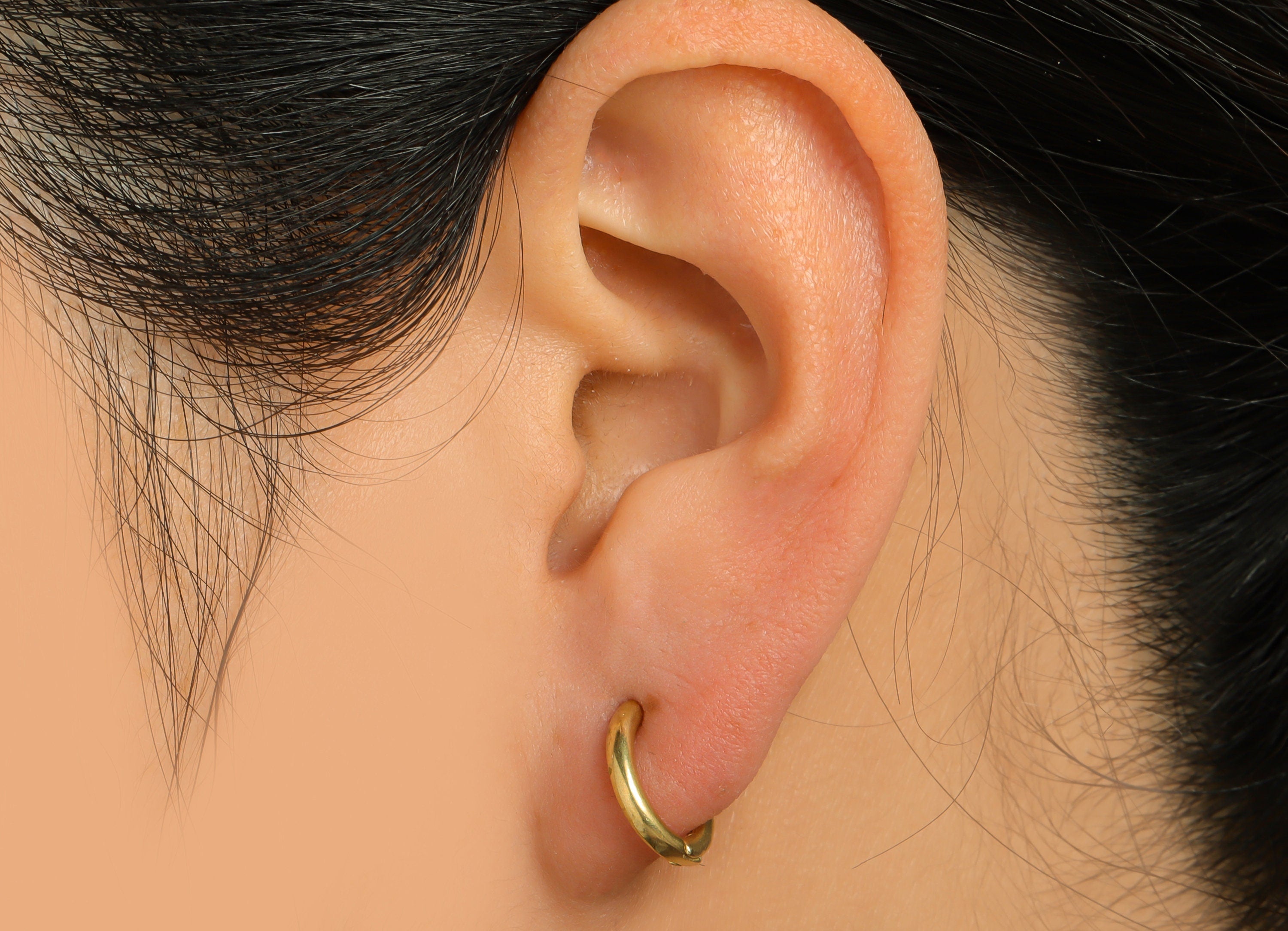 Brass Round Huggie Hoop Earring - Raw Brass Circle Wire Earring Clasp - Brass Clasp Earring - Clasp Hoop Earring - 12.7x11.8x2.12mm - PP9647 - DOMEDBAZAAR