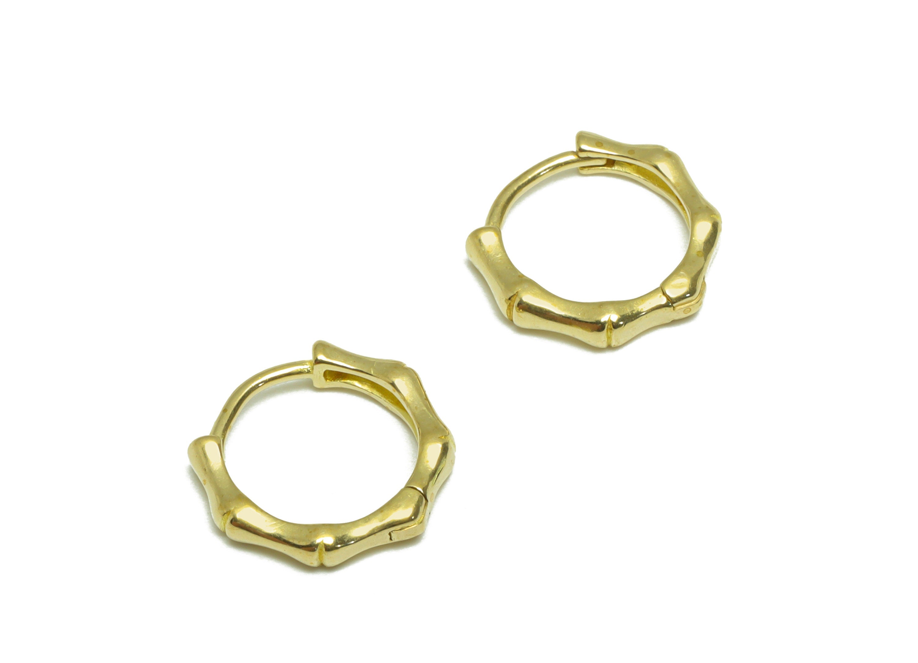 Brass Round Huggie Hoop Earring - Raw Brass Bamboo Wire Earring Clasp - Brass Clasp Earring - Clasp Hoop Earring - 13.9x13.02x2.5mm - PP9673 - DOMEDBAZAAR