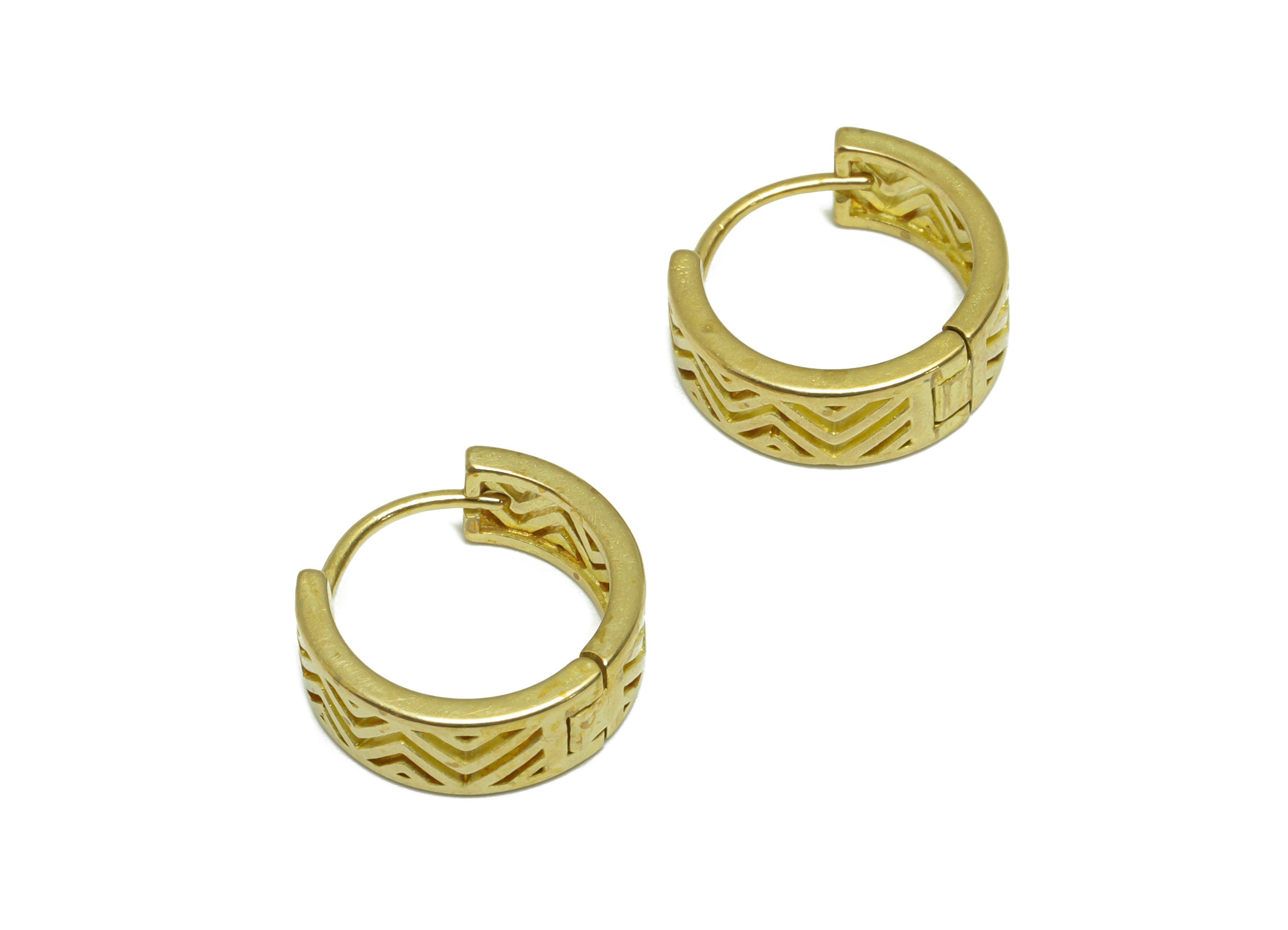 Brass Round Huggie Hoop Earring - Raw Brass Textured Wire Earring Clasp - Brass Wire Earring - Clasp Hoop Earring - 14.3x14.1x5mm - PP9670 - DOMEDBAZAAR