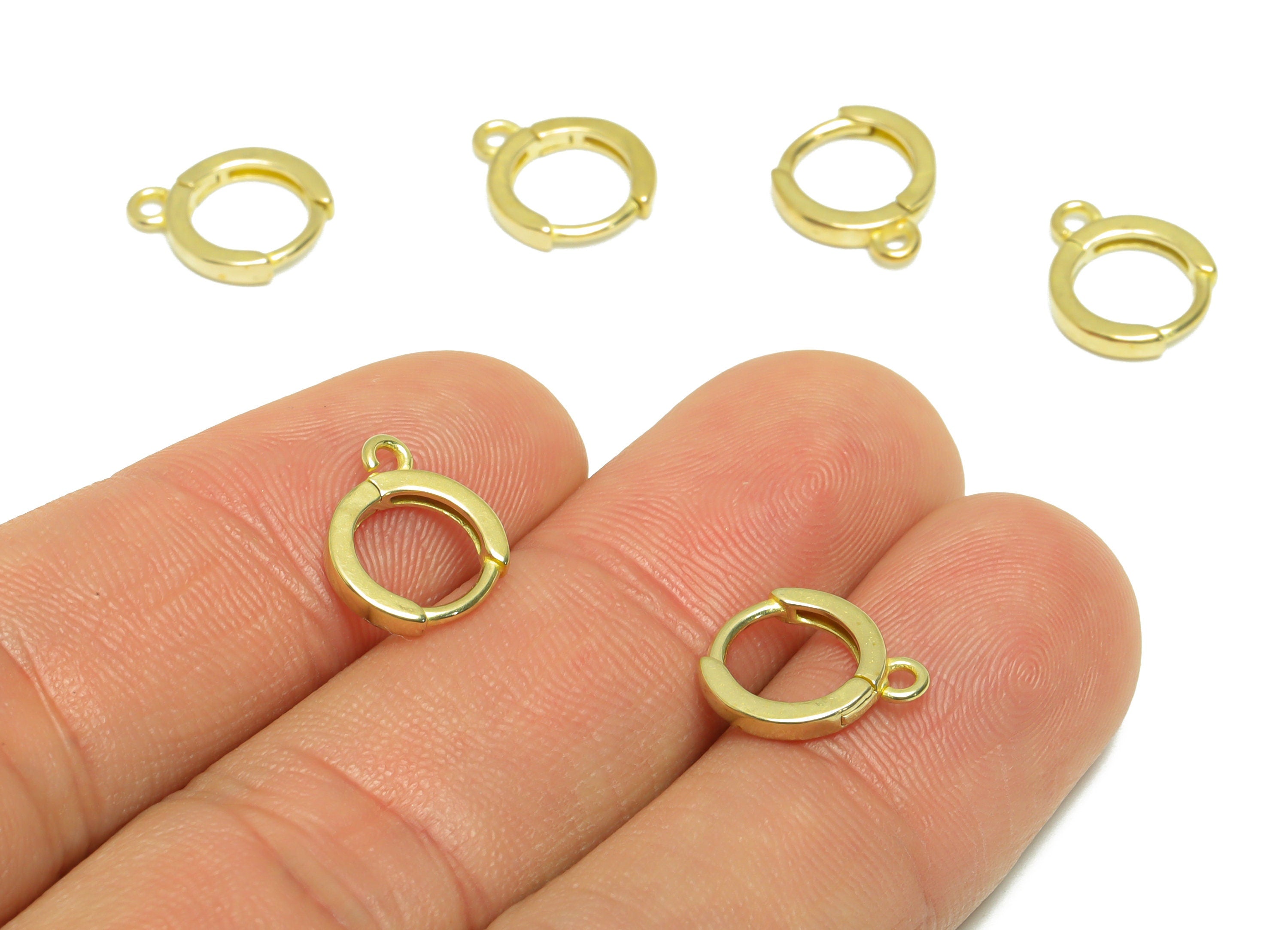 Brass Round Huggie Hoop Earring - Raw Brass Circle Wire Earring Clasp - Brass Hoop Earring With Loop - Mini Hoop Earring - 12x10x1mm-PP9675 - DOMEDBAZAAR