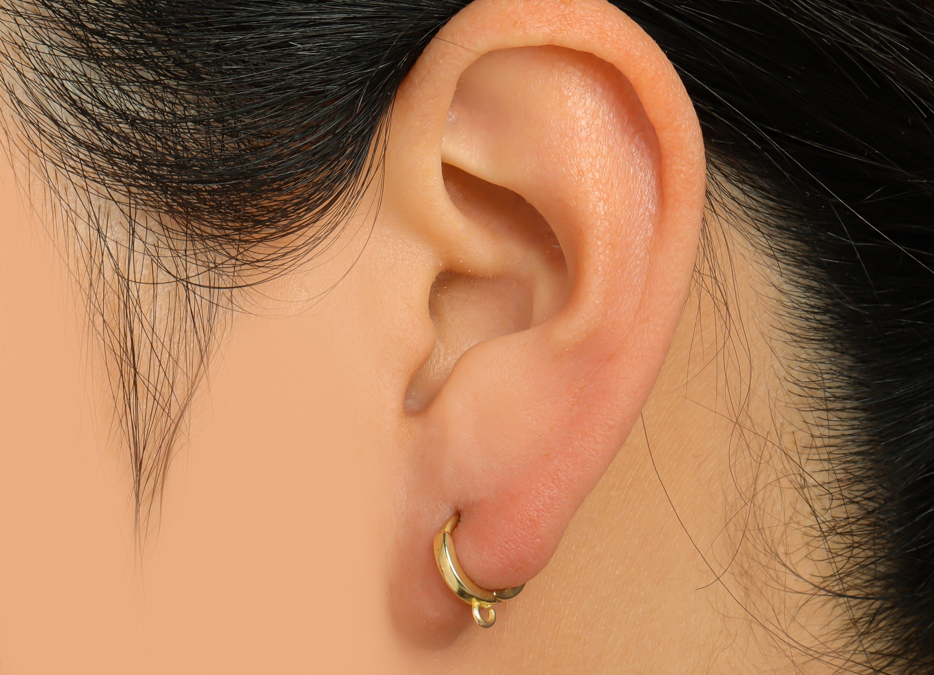 Brass Round Huggie Hoop Earring - Raw Brass Circle Wire Earring Clasp - Brass Hoop Earring With Loop - Mini Hoop Earring - 12x10x1mm-PP9675 - DOMEDBAZAAR