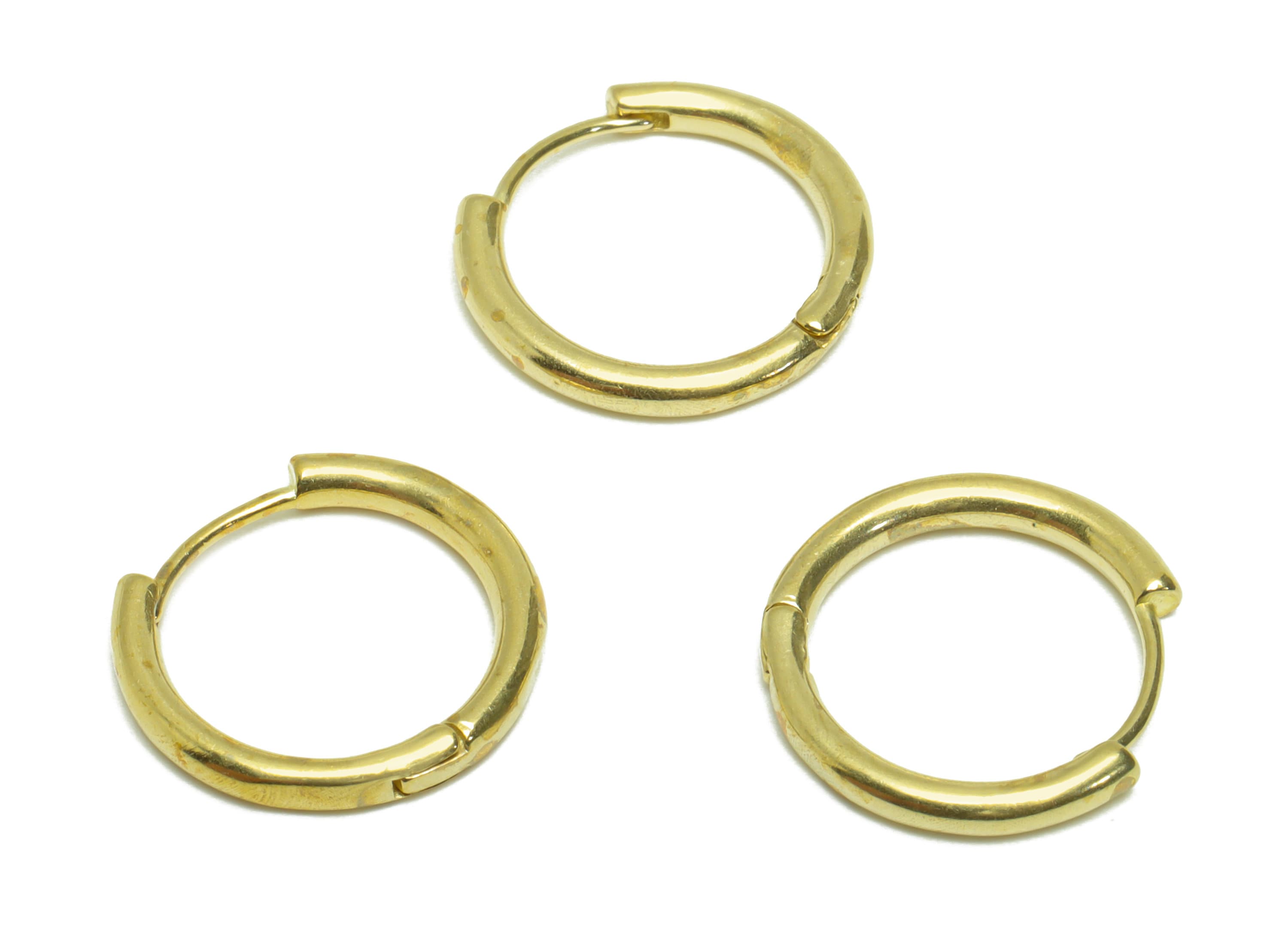 Brass Round Huggie Hoop Earring - Raw Brass Circle Wire Earring Clasp - Brass Clasp Earring - Clasp Hoop Earring - 15.63x14.6x2mm - PP9640 - DOMEDBAZAAR