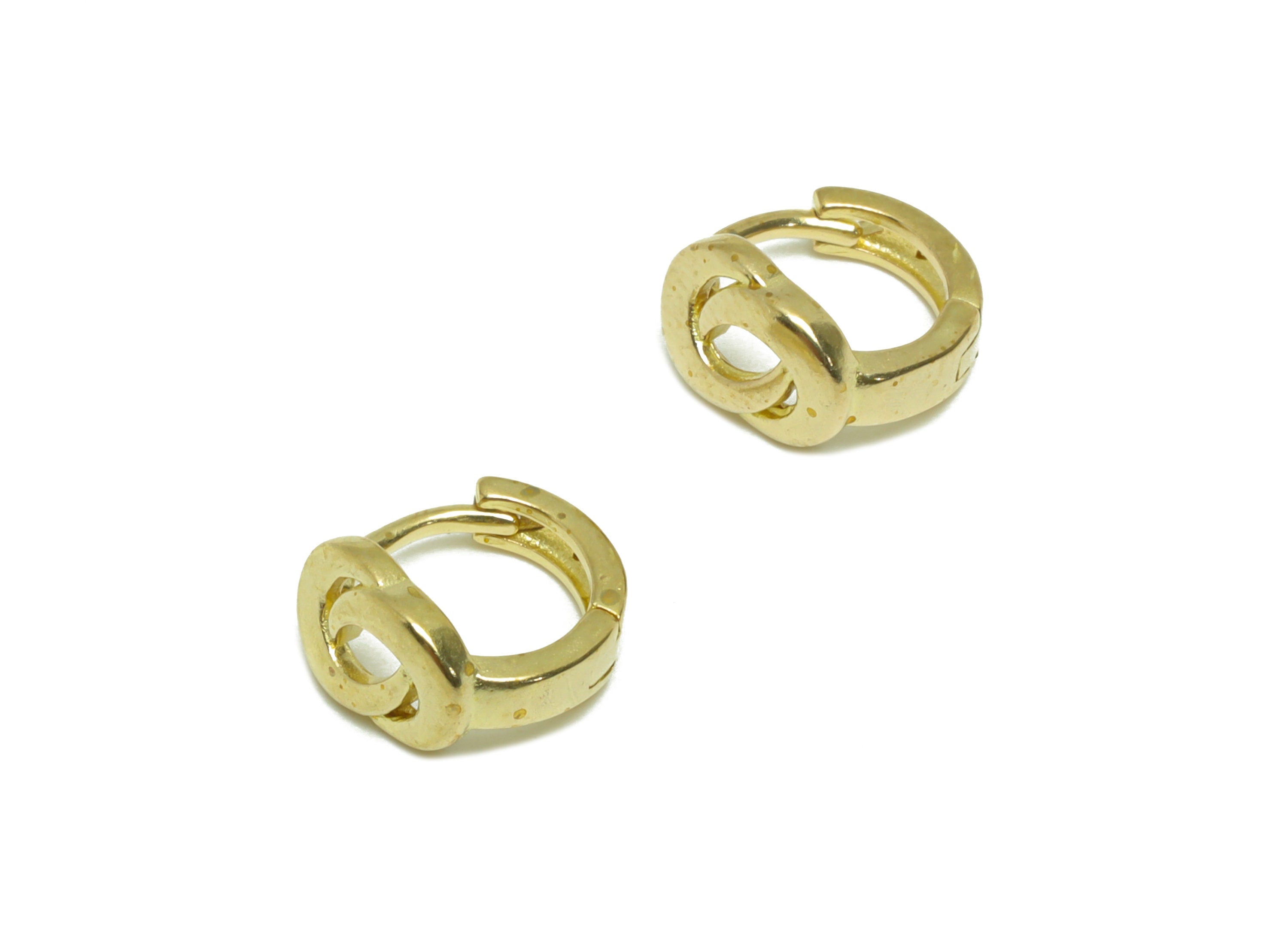 Brass Crescent Huggie Hoop Earring - Raw Brass Moon Wire Earring Clasp - Brass Textured Earring - Mini Hoop Earring - 9.8x8.7x6mm - PP9656 - DOMEDBAZAAR