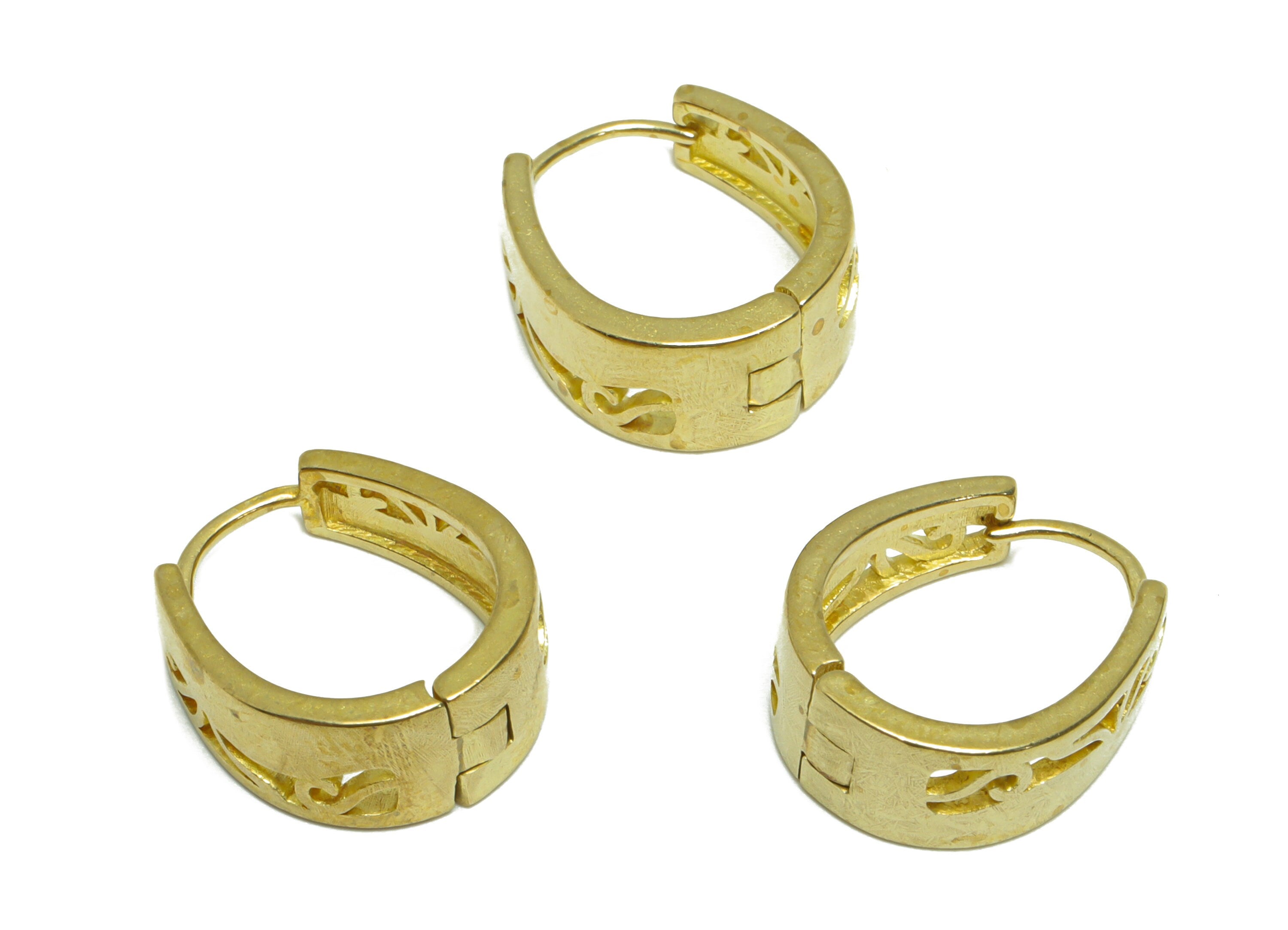 Brass Oval Huggie Hoop Earring - Raw Brass Hollow Drop Horseshoe Wire Earring Clasp - Brass Vintage Hoop Earring - 16x14.2x6.7mm - PP9644 - DOMEDBAZAAR