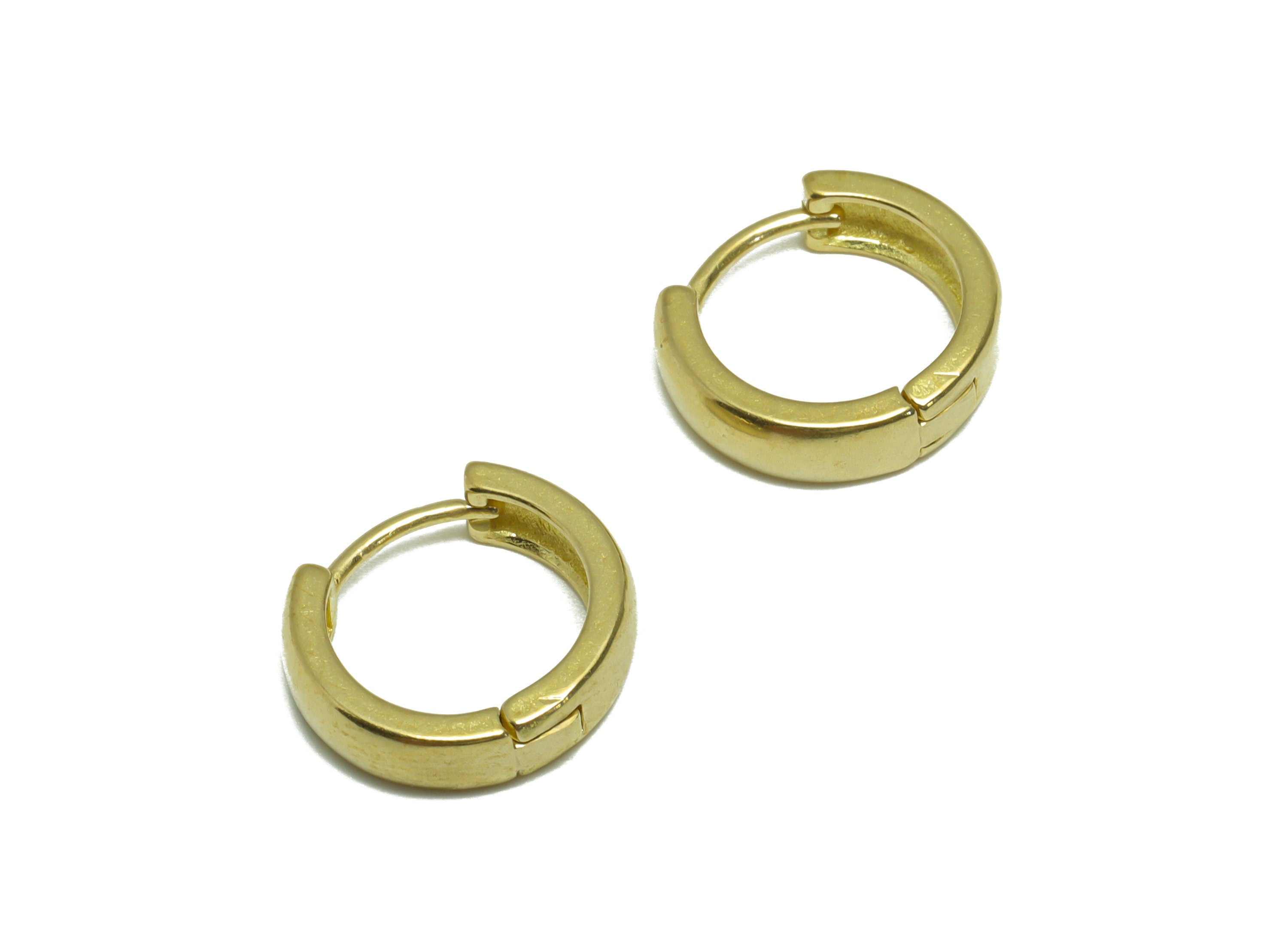 Brass Round Huggie Hoop Earring - Raw Brass Circle Wire Earring Clasp - Brass Geometry Earring - Mini Hoop Earring - 14.02x12.8x3mm - PP9725 - DOMEDBAZAAR