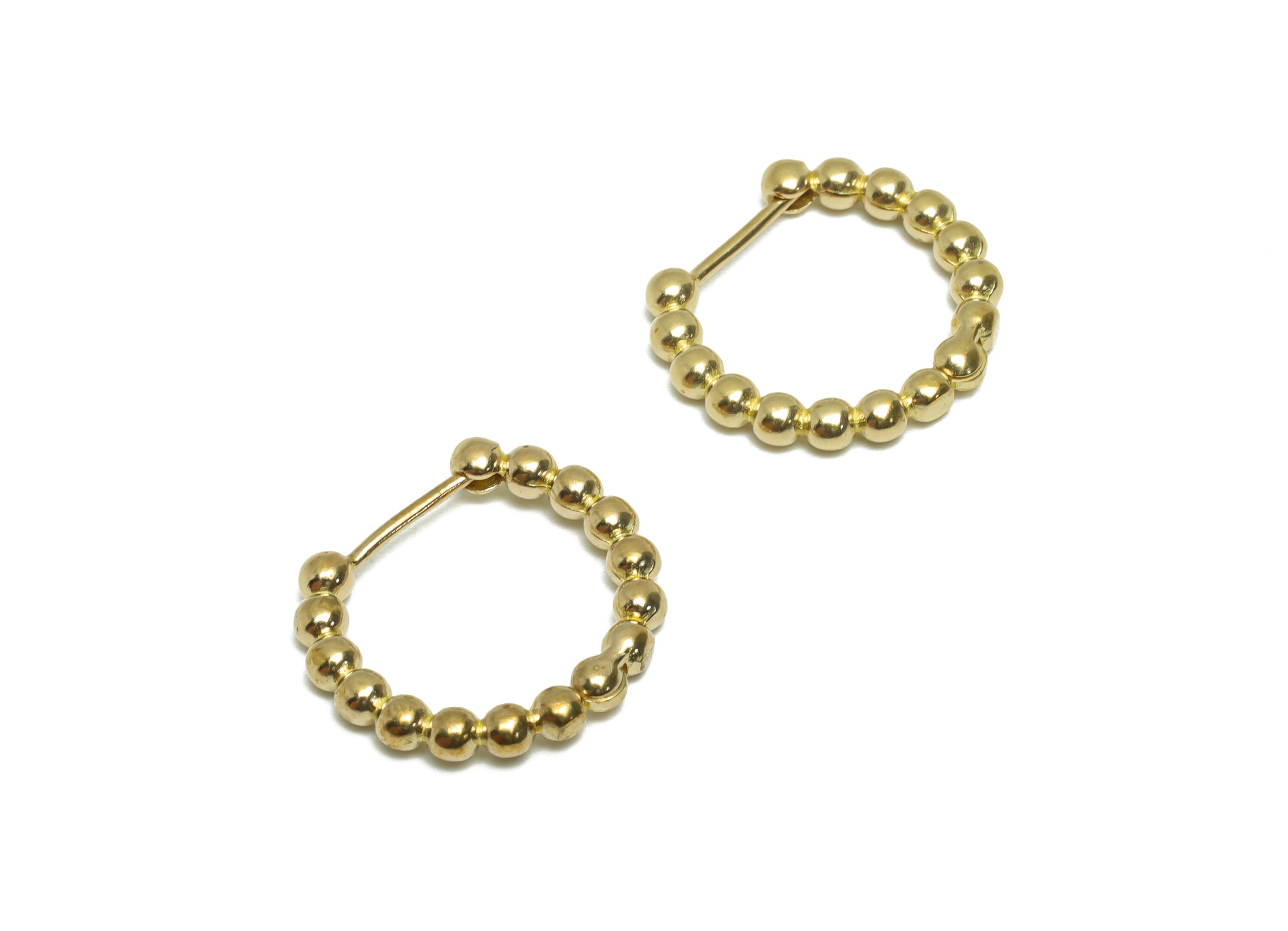 Brass Balls Huggie Hoop Earring - Raw Brass Circle Wire Earring Clasp - Brass Balls Hoop Huggie Earring - 19.9x17.6x2.8mm - PP9726 - DOMEDBAZAAR