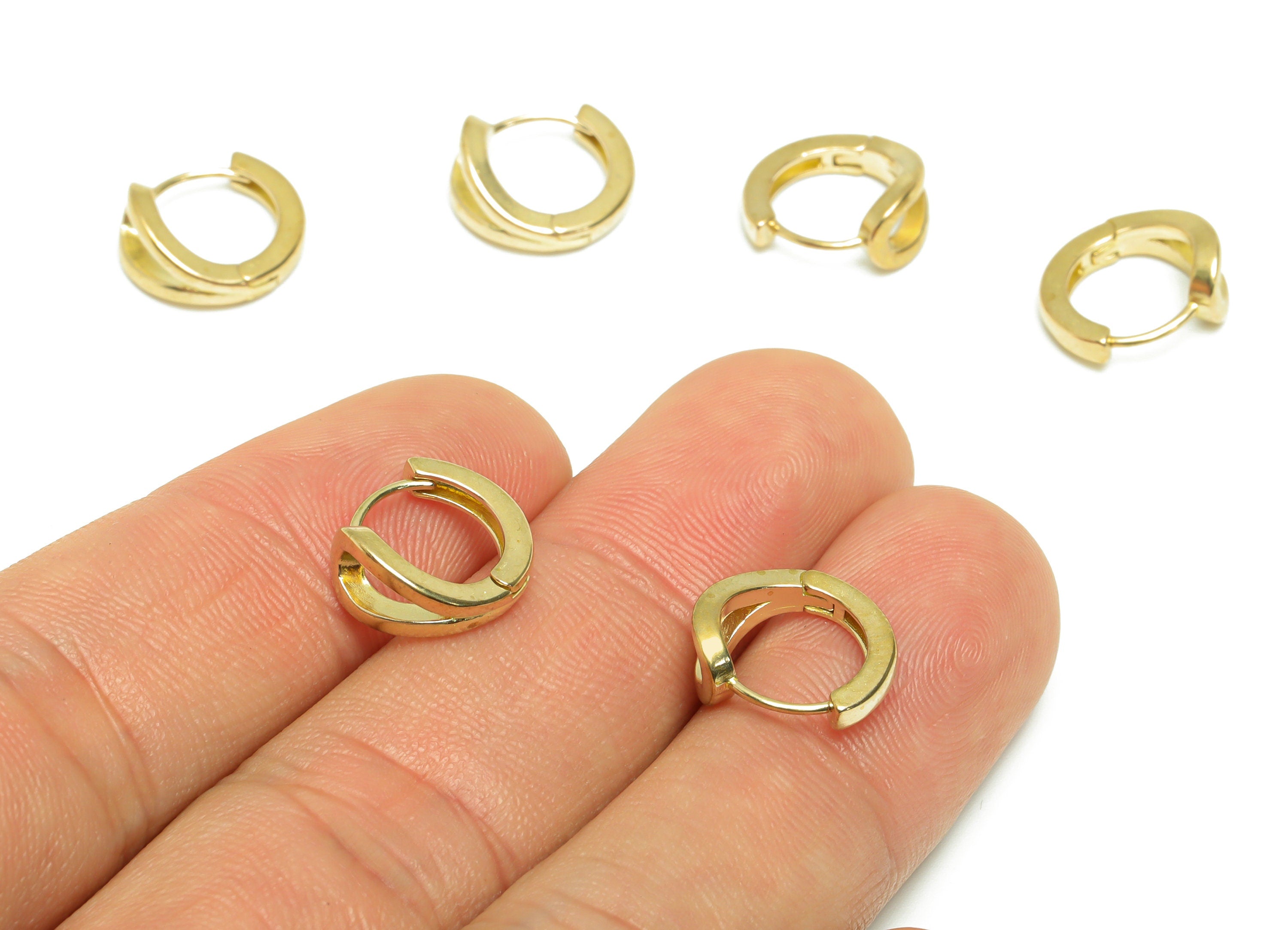 Brass Drop Huggie Hoop Earring - Raw Brass Teardrop Wire Earring Clasp - Brass Mini Huggie Hoop Earring - 12.5x11.4x5.75mm - PP9713 - DOMEDBAZAAR