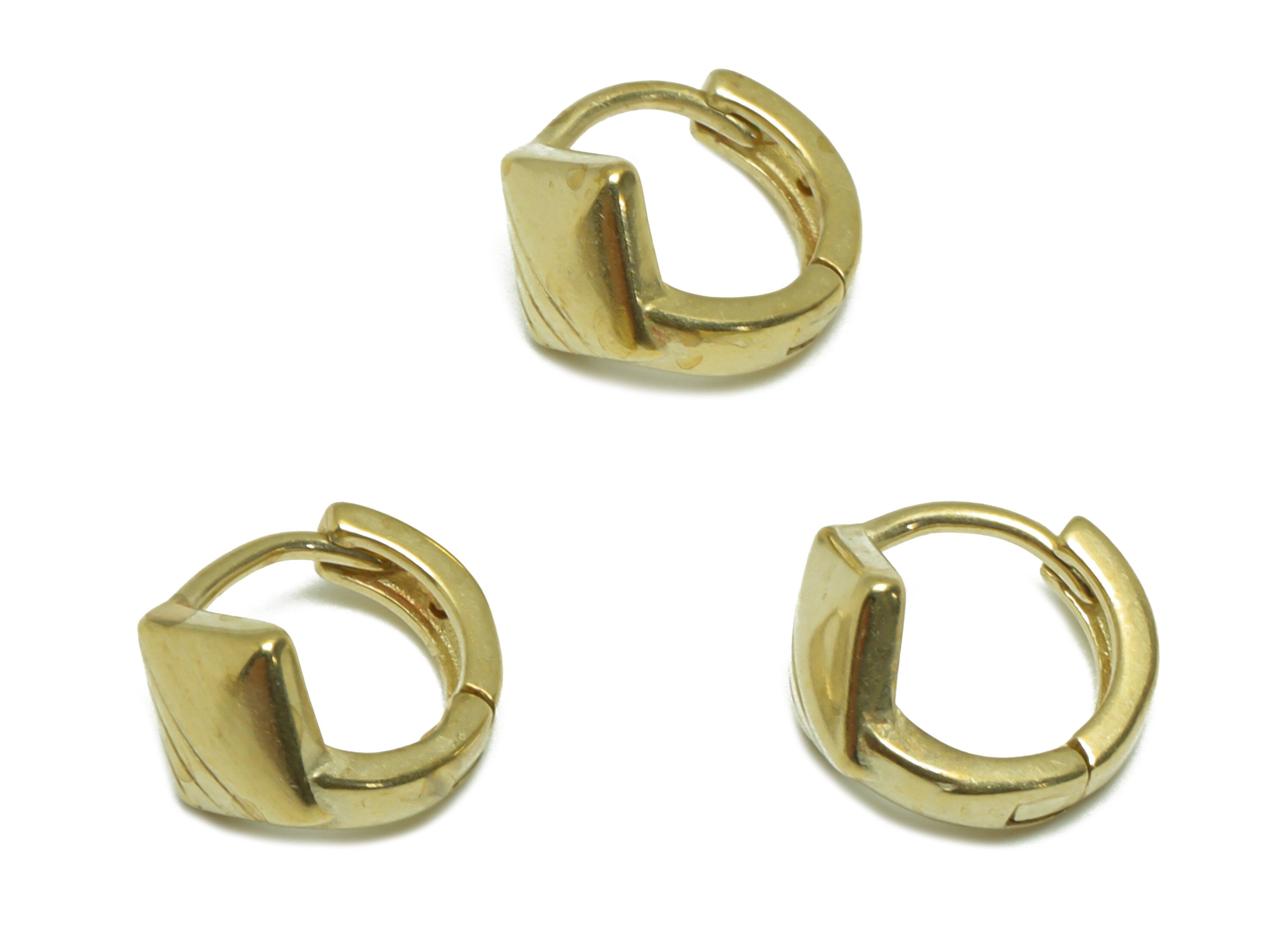 Brass Diamond Huggie Hoop Earring - Raw Brass Ring Hoop Wire Earring - Brass Rhombic Earring - Minimalist Hoop Earring - 10.1x9x7mm - PP9799 - DOMEDBAZAAR