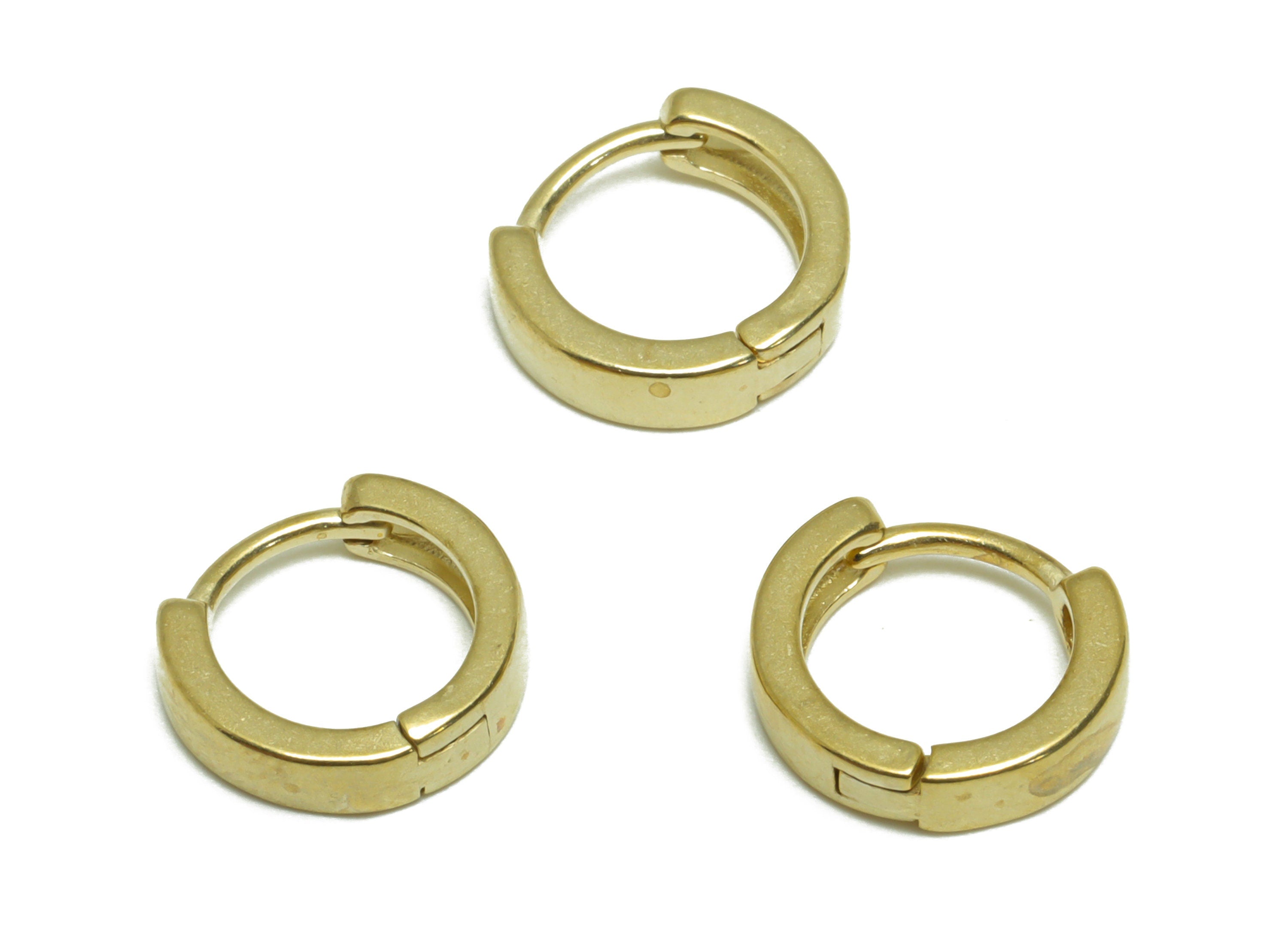 Brass Round Huggie Hoop Earring - Raw Brass Circle Hoop Wire Earring - Brass Minimalist Huggie Hoop Earring - 11x10.4x2.83mm - PP9814 - DOMEDBAZAAR
