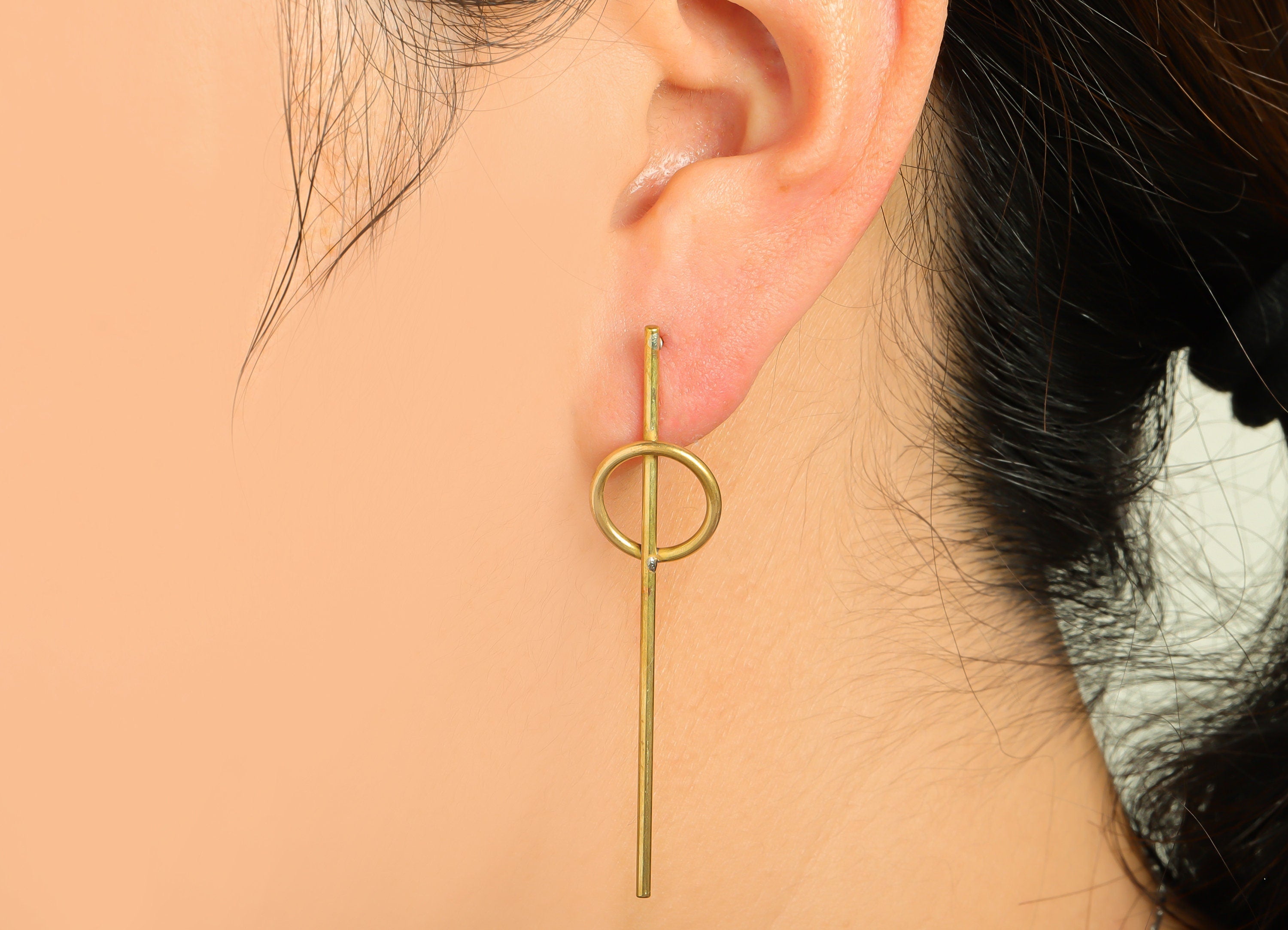 Brass Stick Wire Earring Post - Brass Bar Round Earring Stud - Brass Circle Earring Post - Geometry Earring Post - 56.75x13x1.31mm - PP9358 - DOMEDBAZAAR