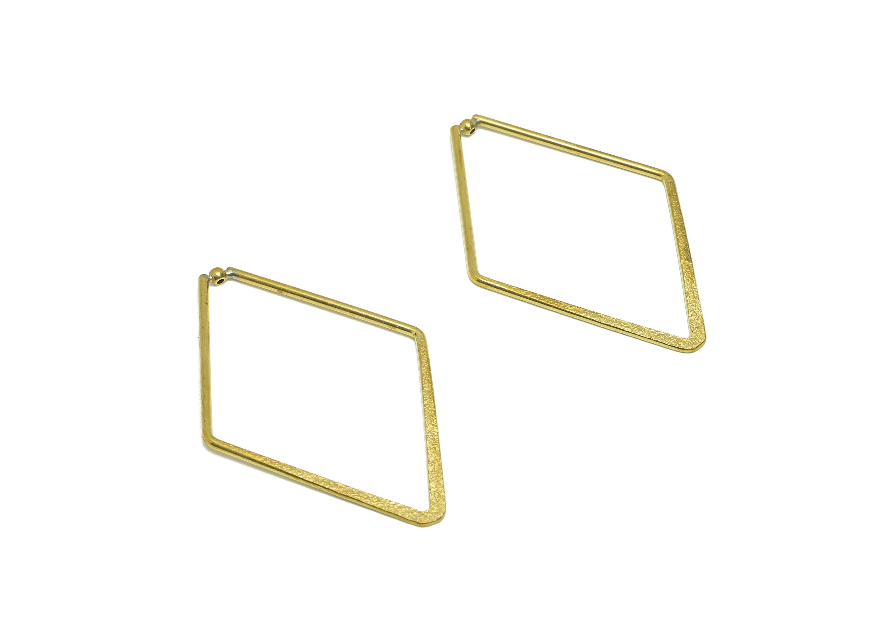 Brass Diamond Earring Charm - Raw Brass Textured Earring Charm - Hammered Rhombic Earring Charm - Bead Pendant - 52.3x34.5x1.3mm - PP9350 - DOMEDBAZAAR