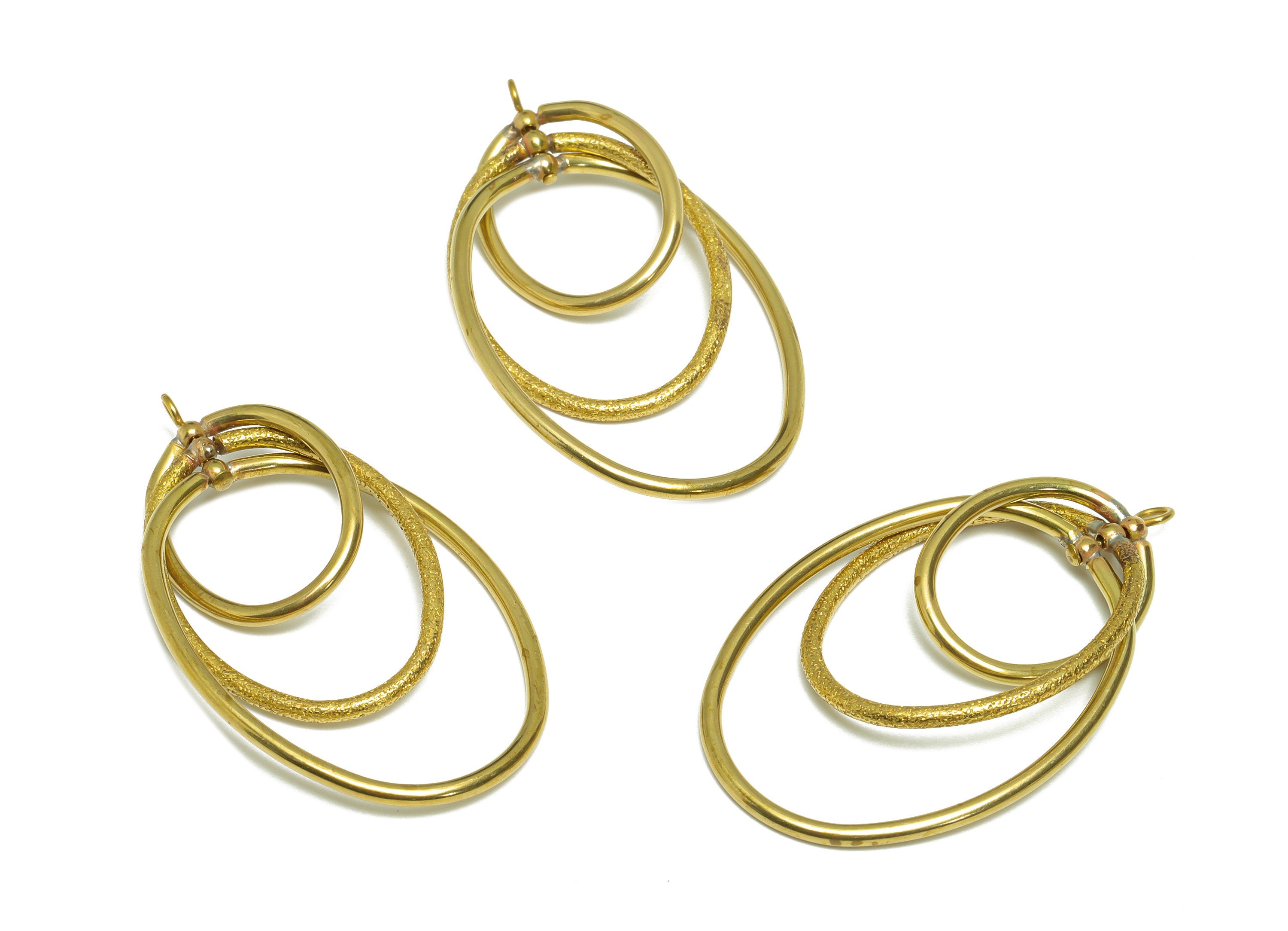 Brass Oval Earring Charm - Raw Brass Textured Earring Charm - Oval Interlock Hoop Earring - Dangle Charm - 45.17x28.78x1.62mm - PP9372 - DOMEDBAZAAR