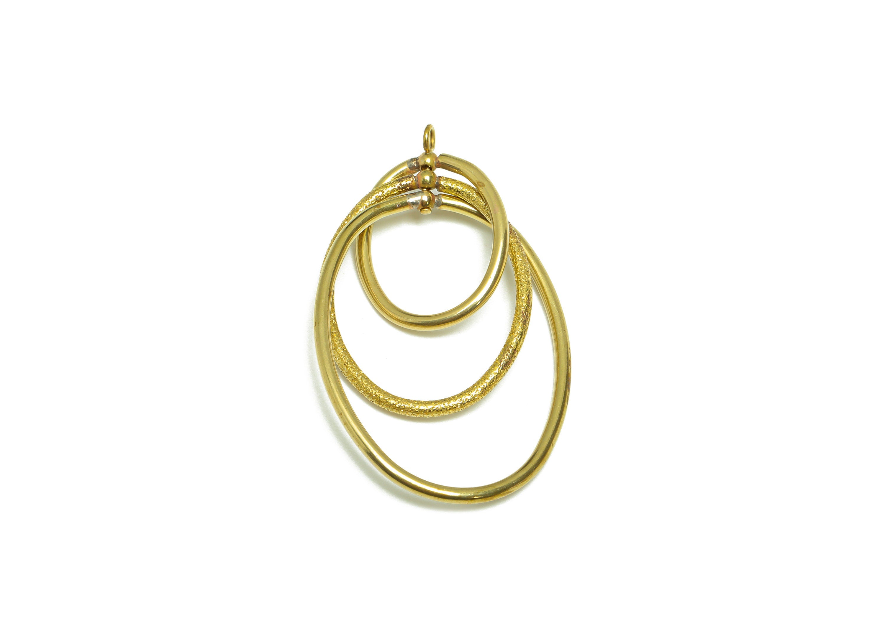 Brass Oval Earring Charm - Raw Brass Textured Earring Charm - Oval Interlock Hoop Earring - Dangle Charm - 45.17x28.78x1.62mm - PP9372 - DOMEDBAZAAR