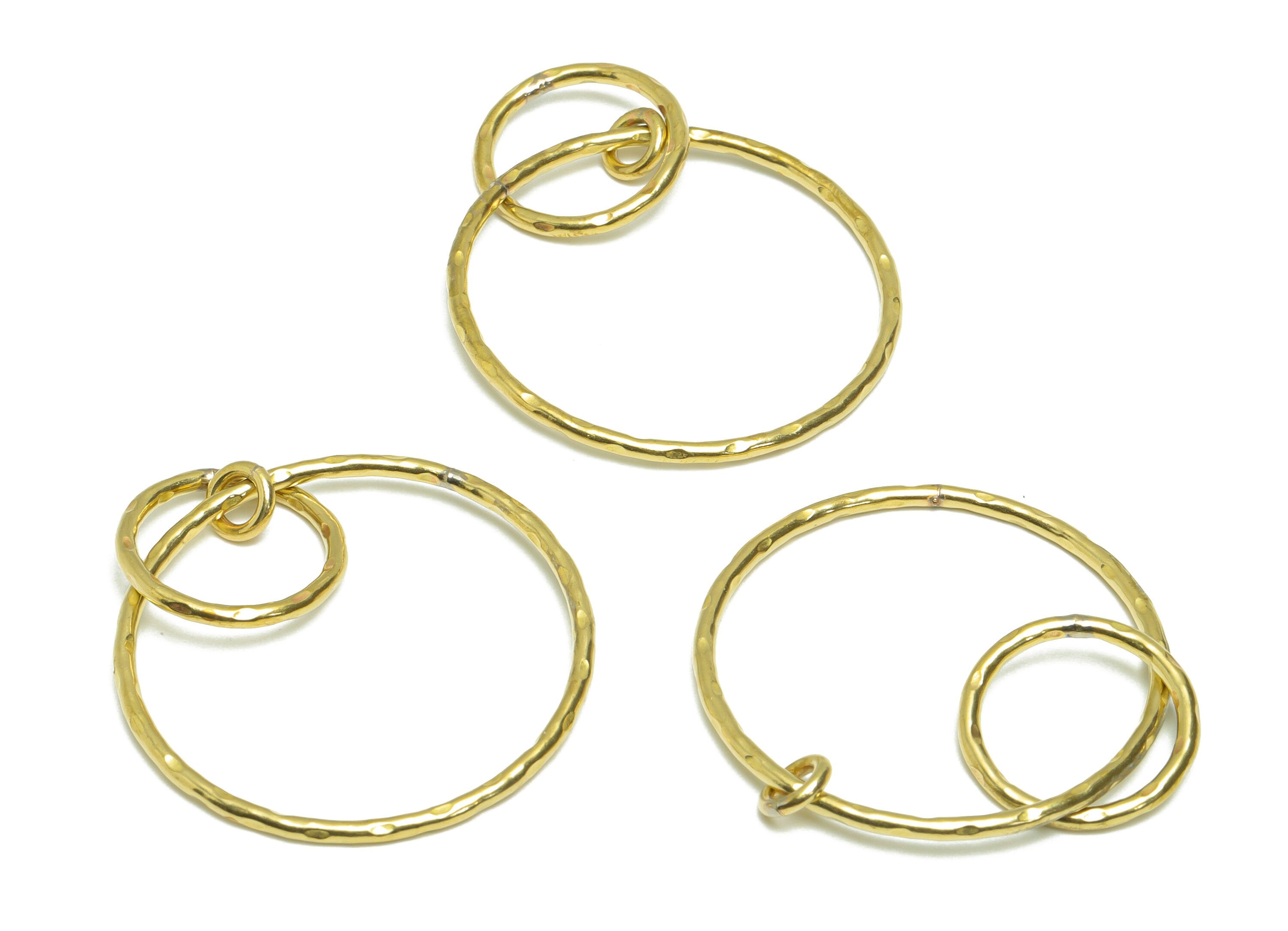 Brass Circle Earring Charm - Raw Brass Textured Earring Charm - Brass Interlock Earring Hoop - Dangle Charm - 56.69x40.54x1.82mm - PP9353 - DOMEDBAZAAR