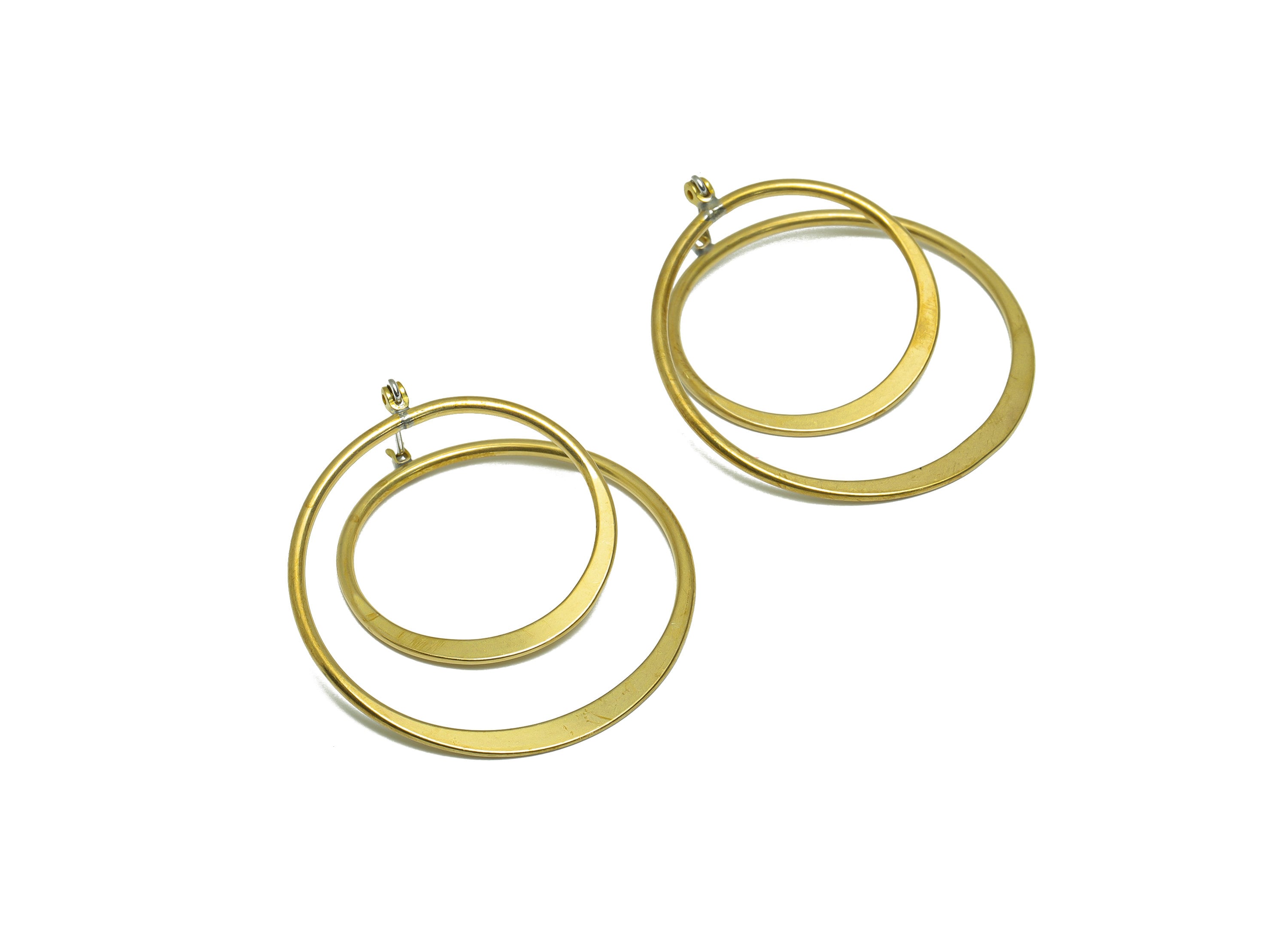 Hammered Spiral Hoop Earring - Raw Brass Hoop Earring - Brass Hinged Back Earring - Round Hinged Back Earring - 44.17x40x1mm - PP9347 - DOMEDBAZAAR