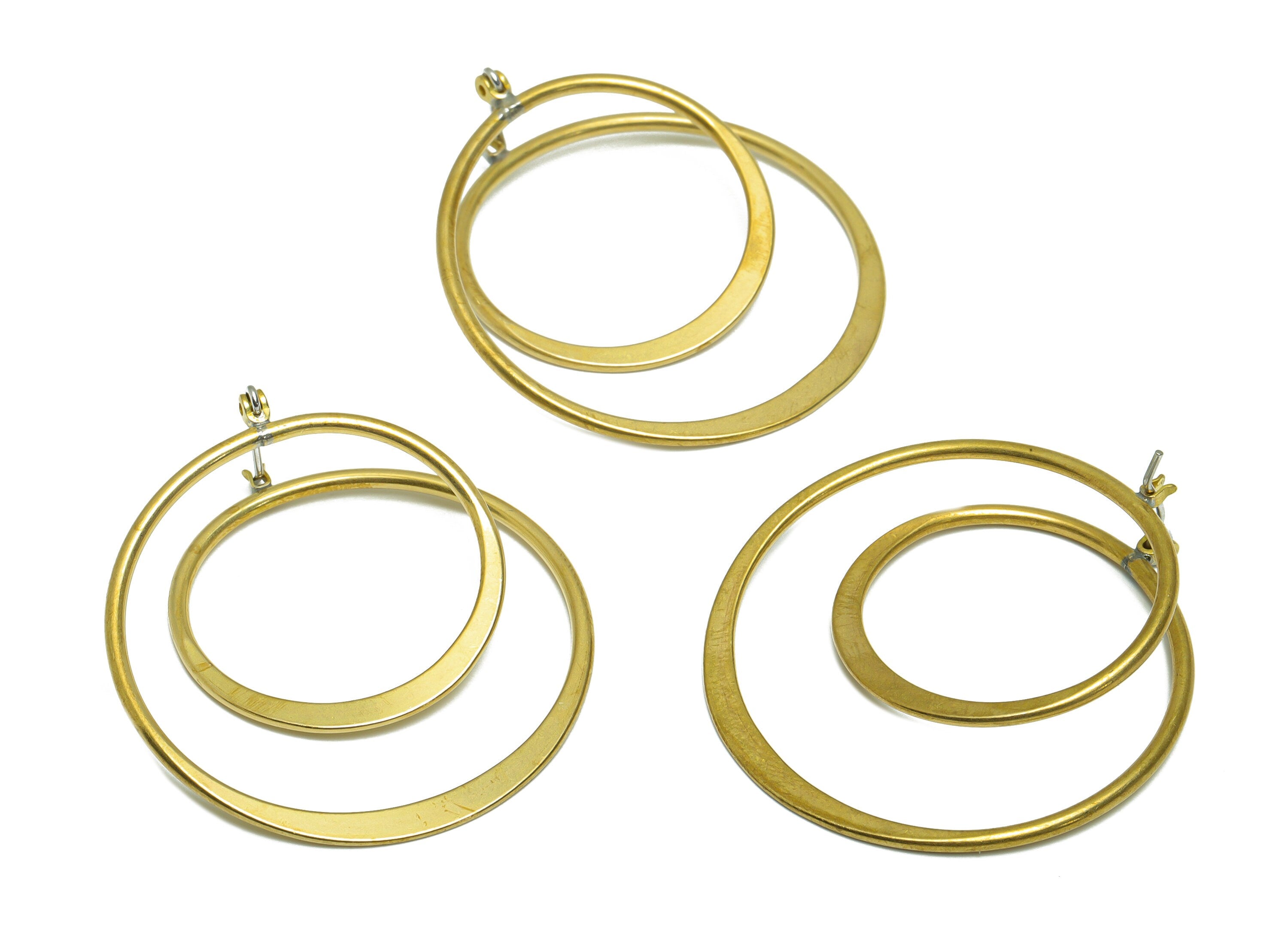 Hammered Spiral Hoop Earring - Raw Brass Hoop Earring - Brass Hinged Back Earring - Round Hinged Back Earring - 44.17x40x1mm - PP9347 - DOMEDBAZAAR