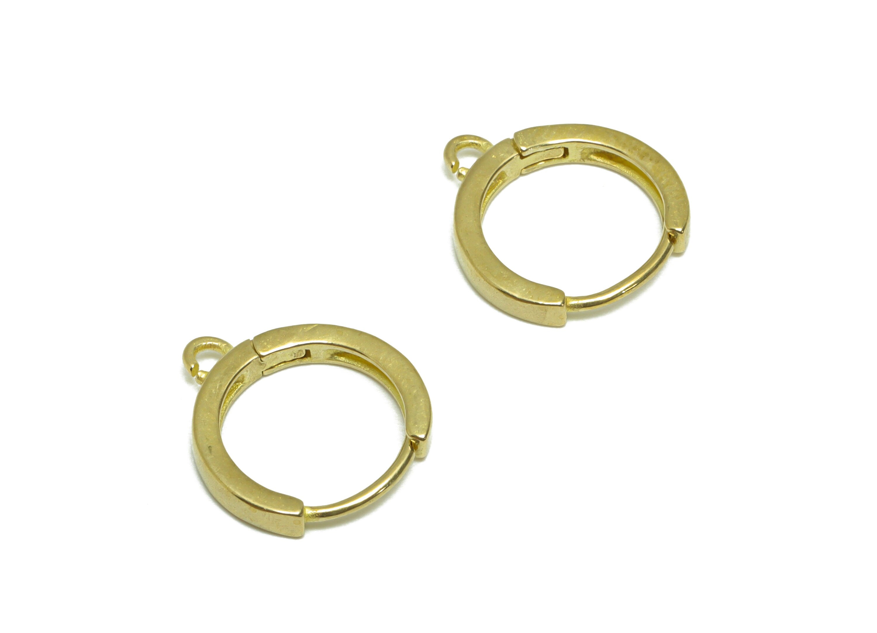 Brass Round Huggie Hoop Earring - Raw Brass Circle Hoop Wire Earring With Loop - Brass Minimalist Huggie Hoop Earring - 15.1x13x2mm - PP9805 - DOMEDBAZAAR