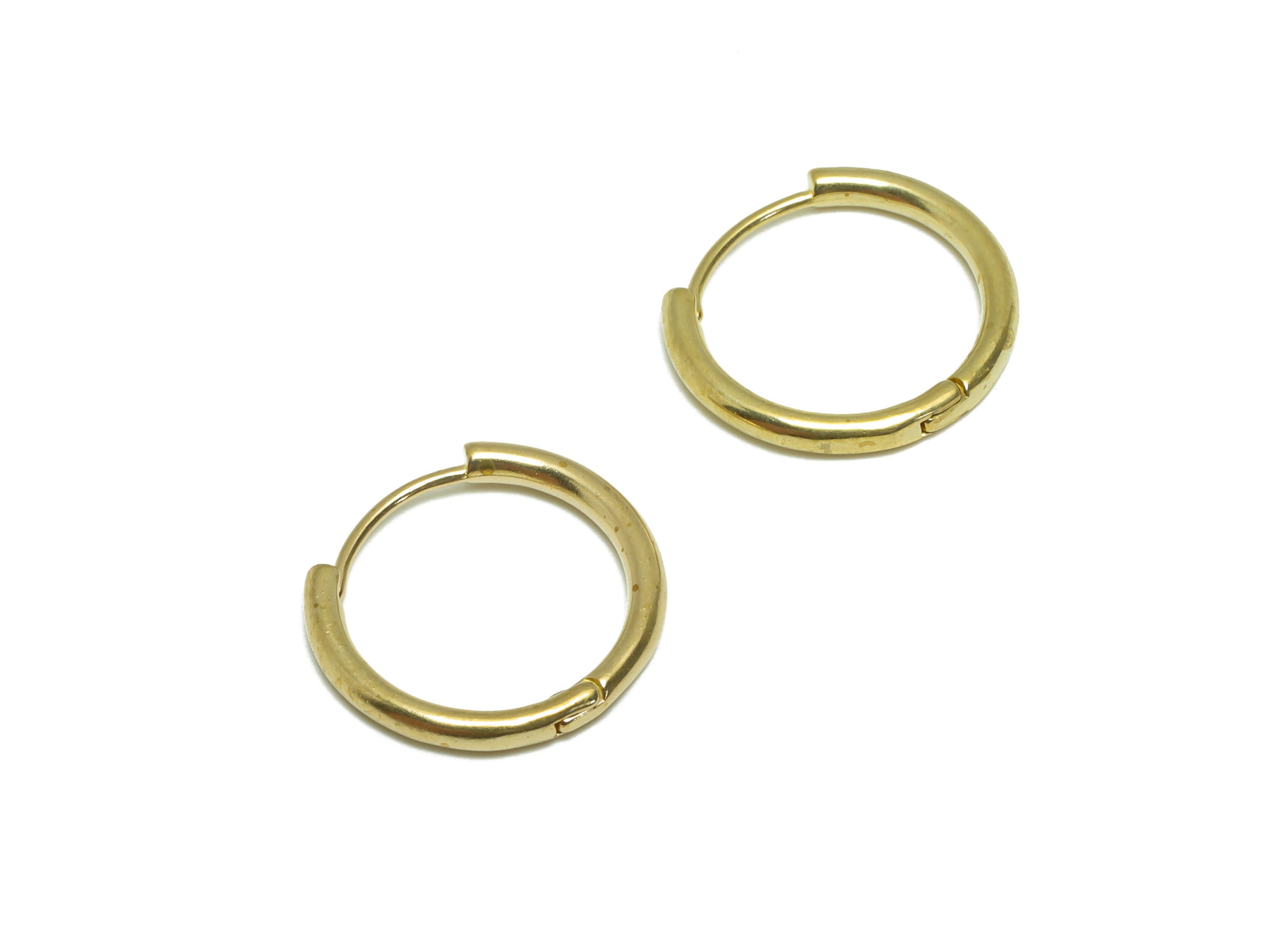 Brass Round Huggie Hoop Earring - Raw Brass Circle Hoop Wire Earring - Brass Clasp Minimalist Huggie Hoop Earring - 17.9x16.9x2.1mm - PP9809 - DOMEDBAZAAR