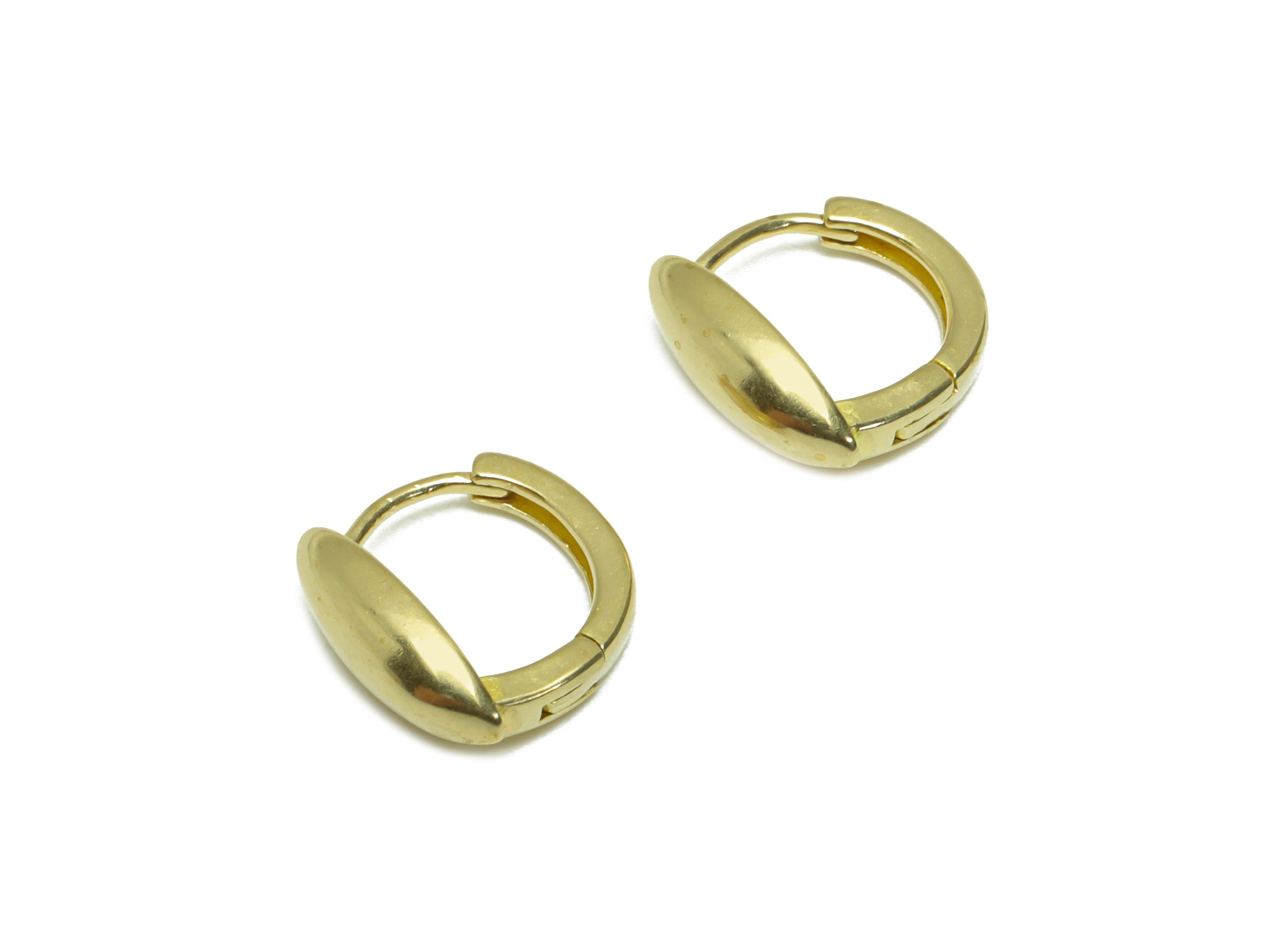 Brass Thick Huggie Hoop Earring - Raw Brass Marquise Hoop Wire Earring - Brass Geometry Huggie Hoop Earring - 11.3x11.7x4.6mm - PP9808 - DOMEDBAZAAR