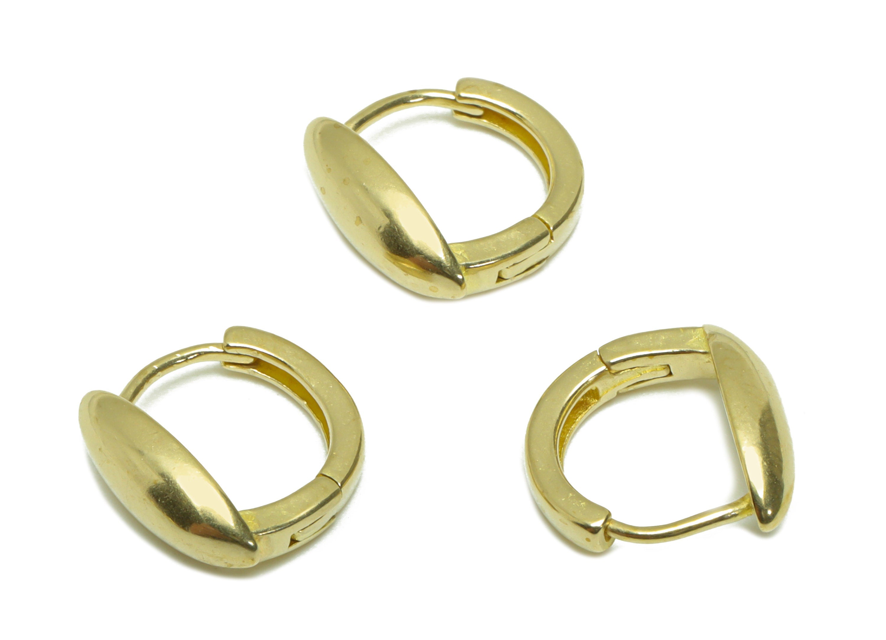 Brass Thick Huggie Hoop Earring - Raw Brass Marquise Hoop Wire Earring - Brass Geometry Huggie Hoop Earring - 11.3x11.7x4.6mm - PP9808 - DOMEDBAZAAR