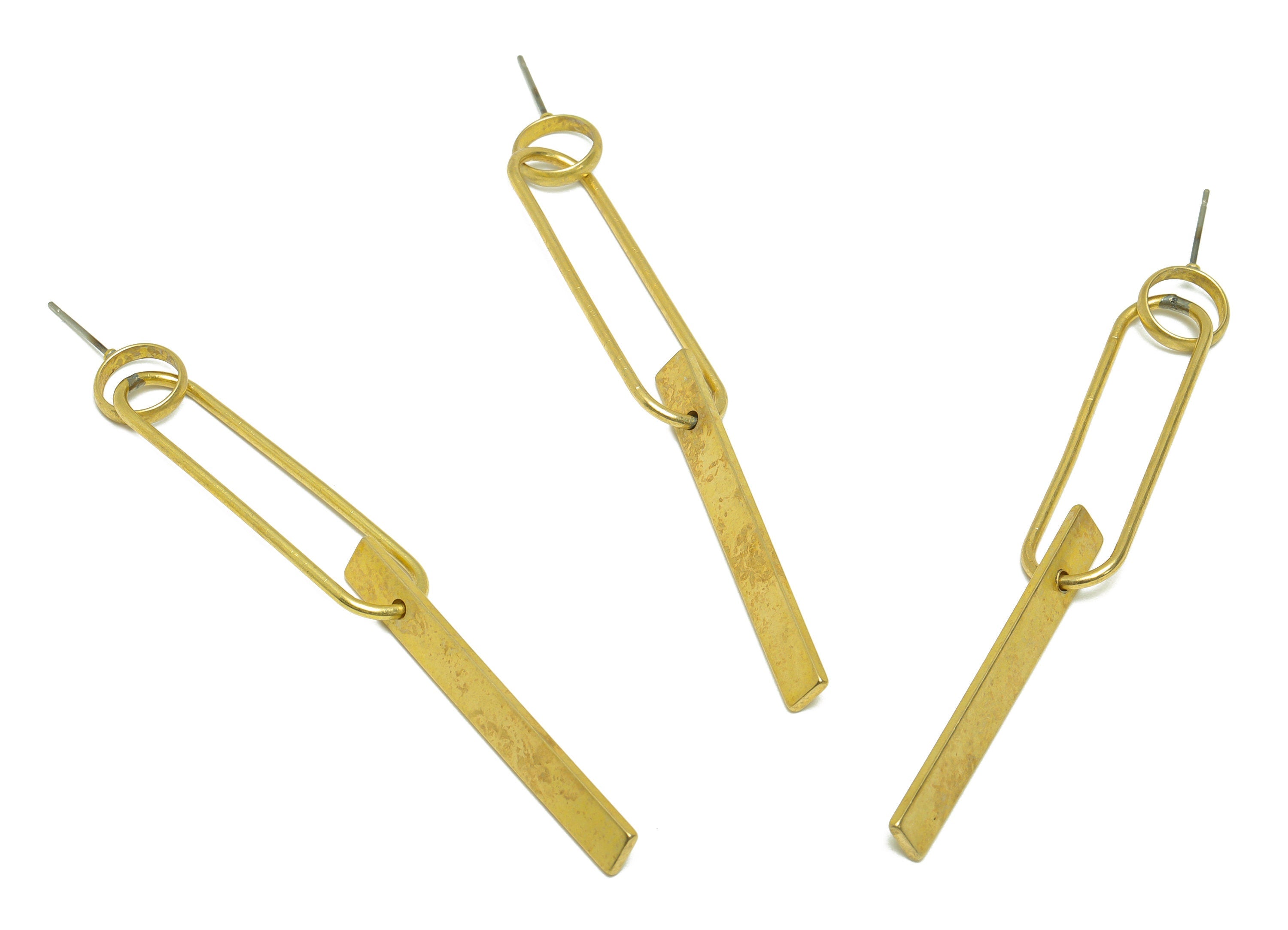 Brass Oval Dangle Earring Stud - Raw Brass Stick Wire Earring Post - Brass Rectangle Wire Earring Post - Oval Wire Post - 81x11x1mm - PP9960 - DOMEDBAZAAR