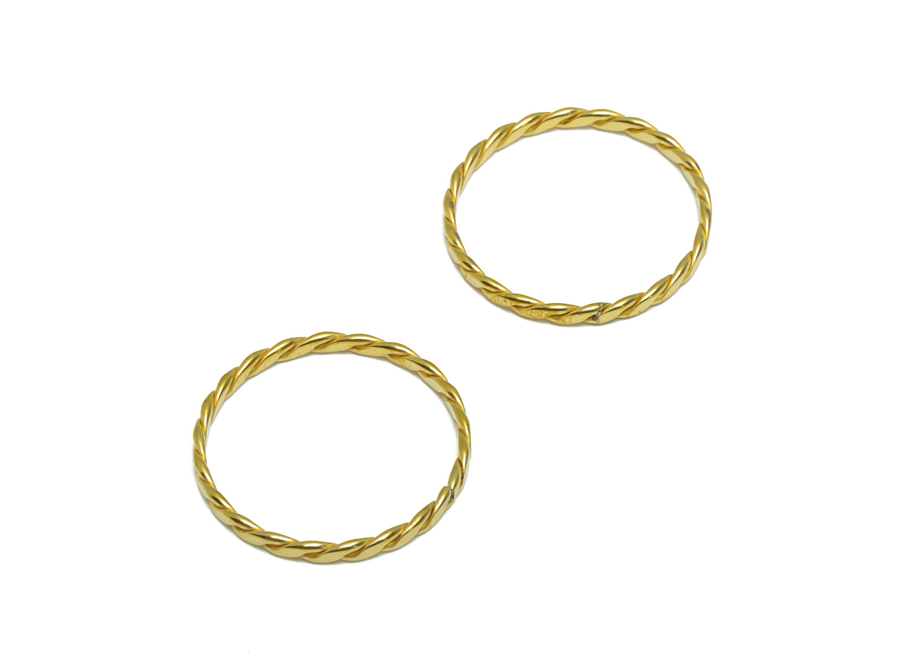 Hammered Twisted Chian Ring - Raw Brass Ring Settings - Brass Chain Rings - Brass Rope Chian Rope Rings - 20.4x20.45x1.95mm - PP9375 - DOMEDBAZAAR
