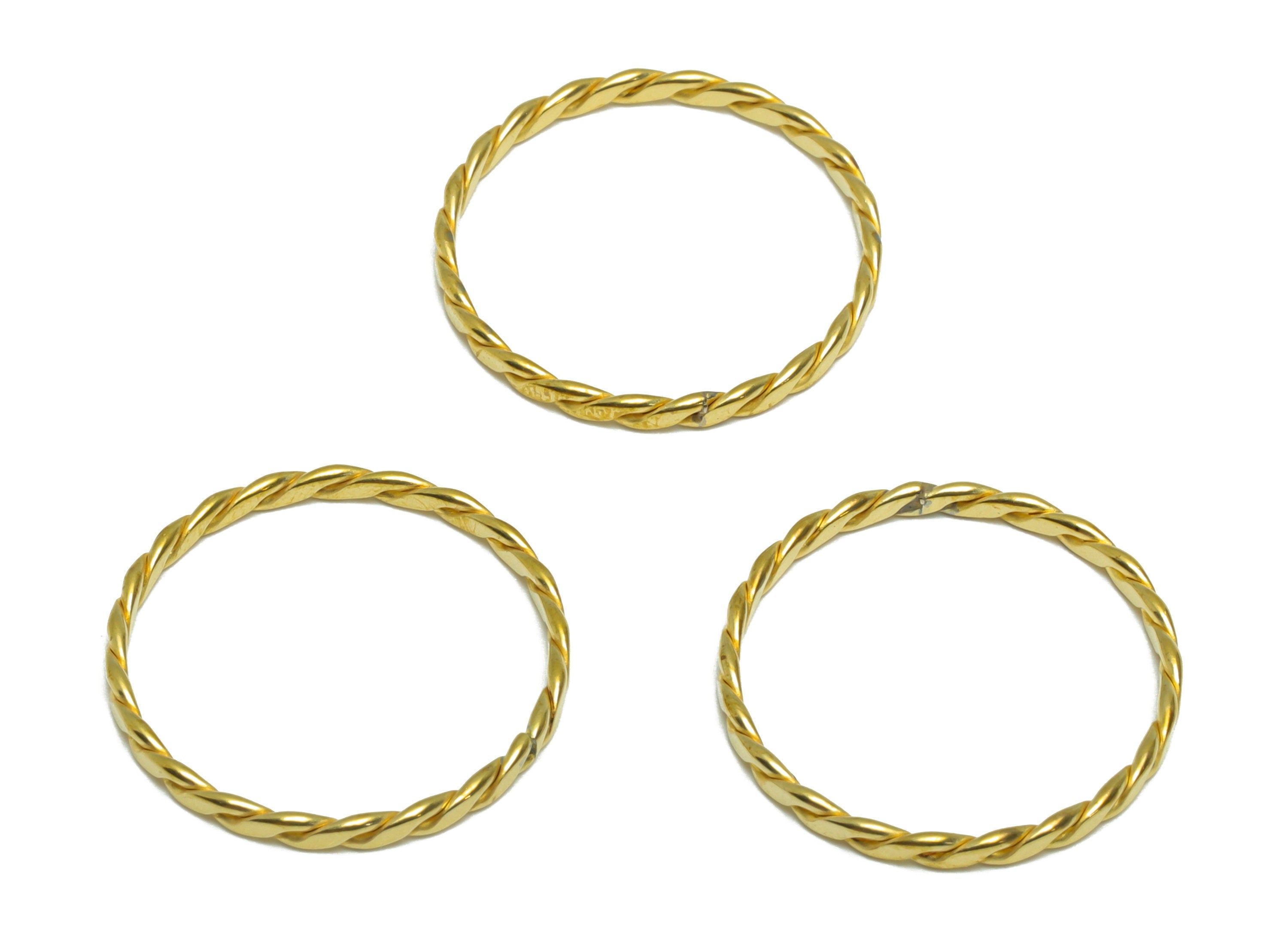 Hammered Twisted Chian Ring - Raw Brass Ring Settings - Brass Chain Rings - Brass Rope Chian Rope Rings - 20.4x20.45x1.95mm - PP9375 - DOMEDBAZAAR