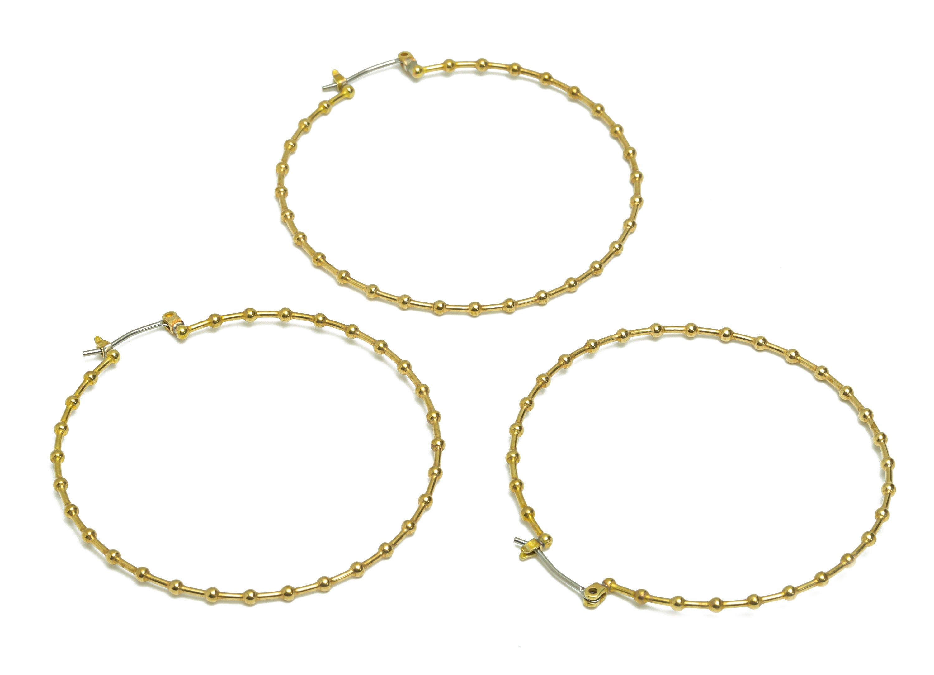50mm Ball Hoop Earring - Raw Brass Hoop Earring - Brass Hinged Back Hoop Wire Earring - Ball Hoop Wire Earring - 50x49x1mm - PP9402 - DOMEDBAZAAR