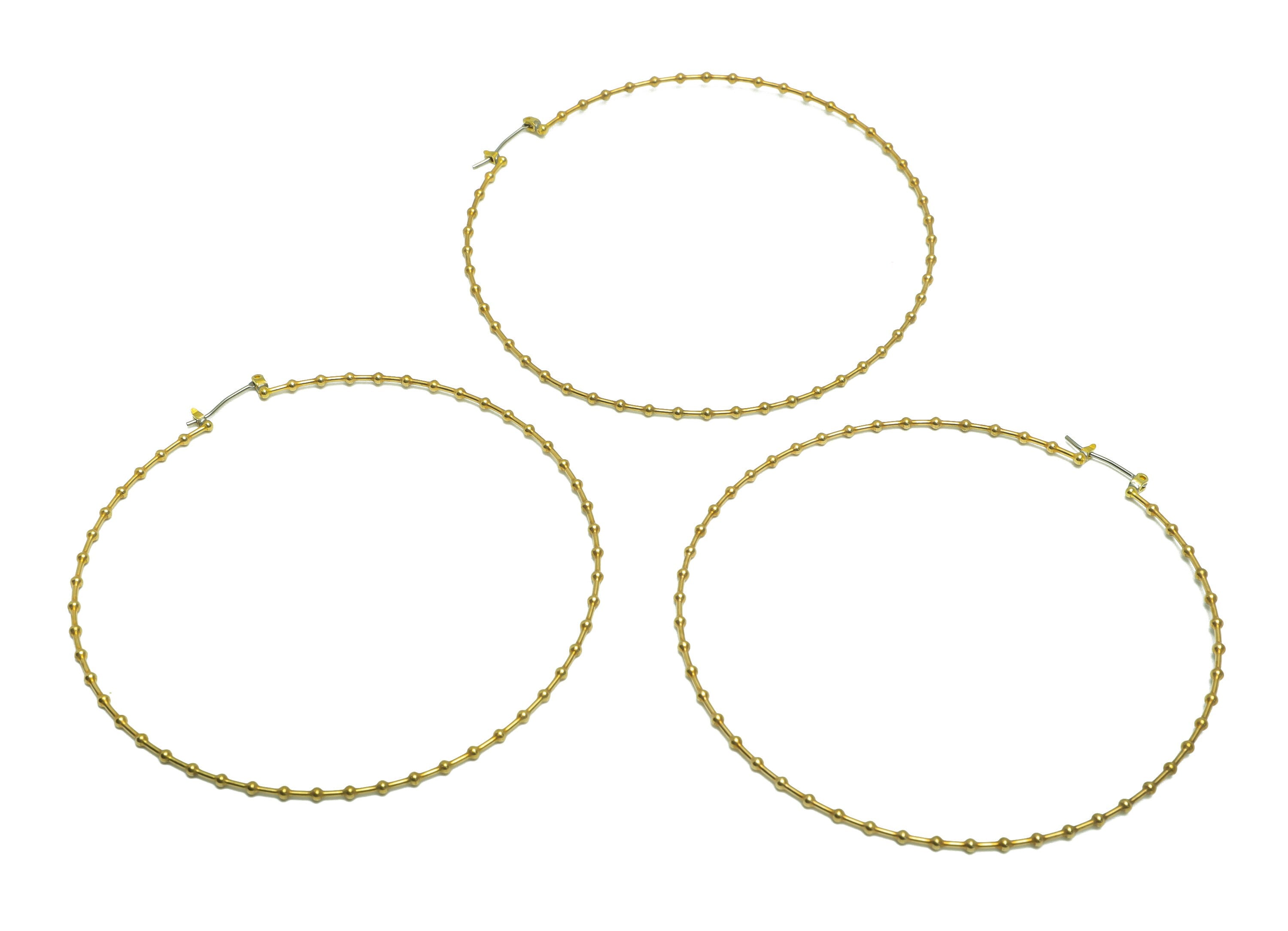 80mm Ball Wire Hoop Earring - Raw Brass Hoop Earring - Brass Hinged Back Hoop Wire Earring - Ball Hoop Wire Earring - 81x80x1mm - PP9401 - DOMEDBAZAAR