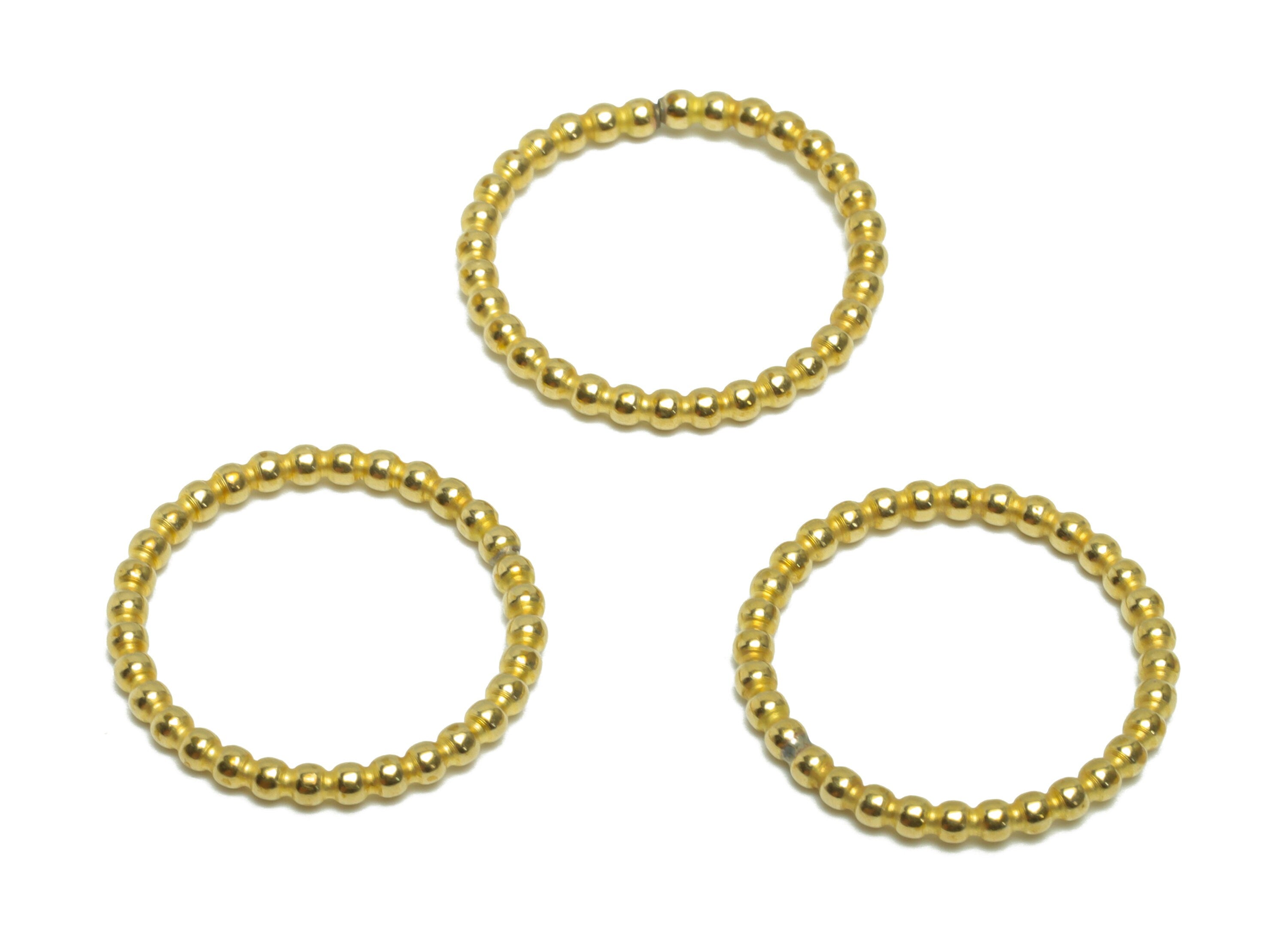 16mm Ball Wire Chian Ring - Raw Brass Dainty Beaded Band - Brass Solid Gold Thin Ring - Brass Beaded Ring - 20x20x1.76mm - PP9404 - DOMEDBAZAAR
