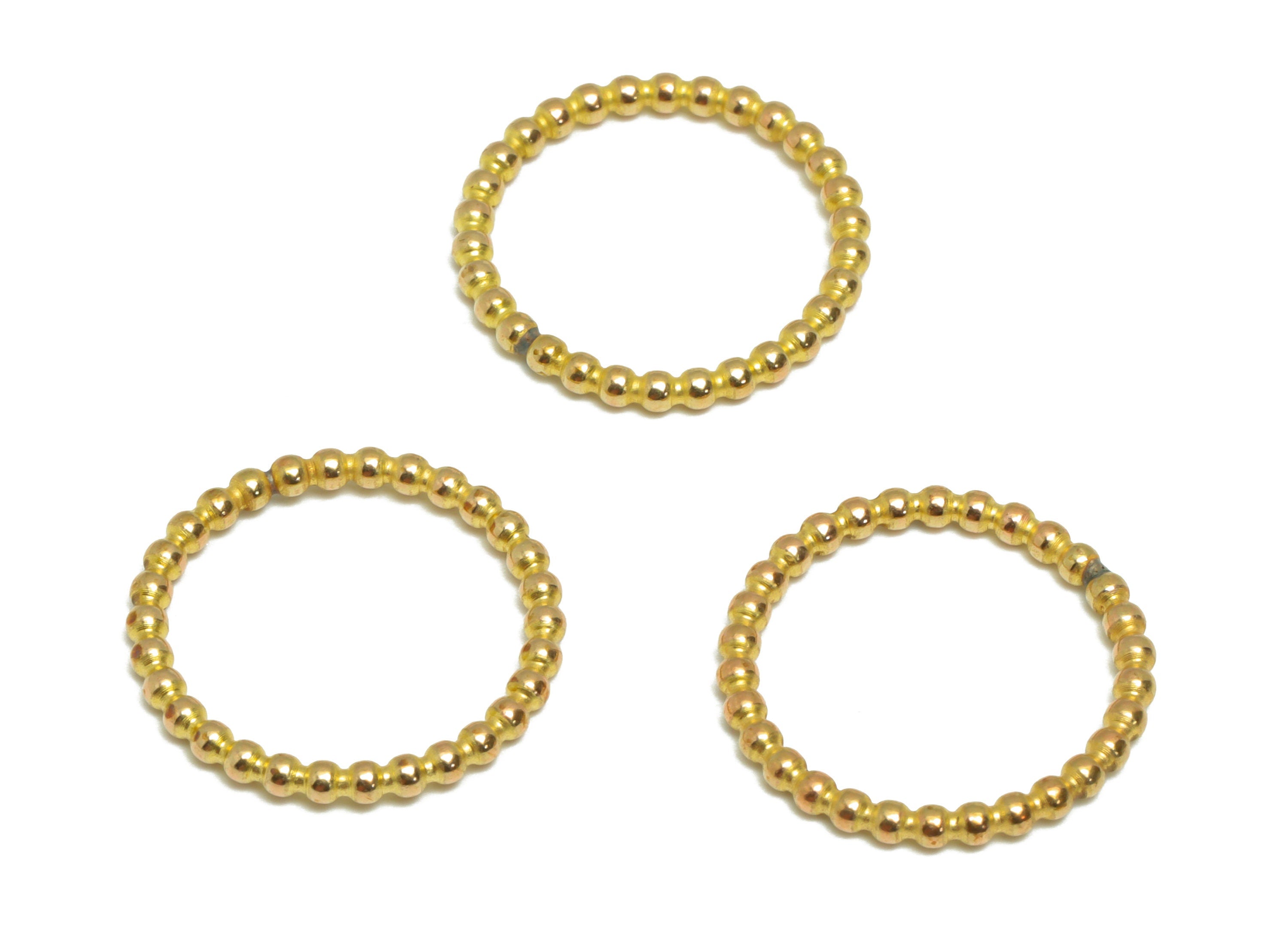 15mm Ball Wire Chian Ring - Raw Brass Dainty Beaded Band - Brass Solid Gold Thin Ring - Brass Beaded Ring - 19x19x1.73mm - PP9403 - DOMEDBAZAAR