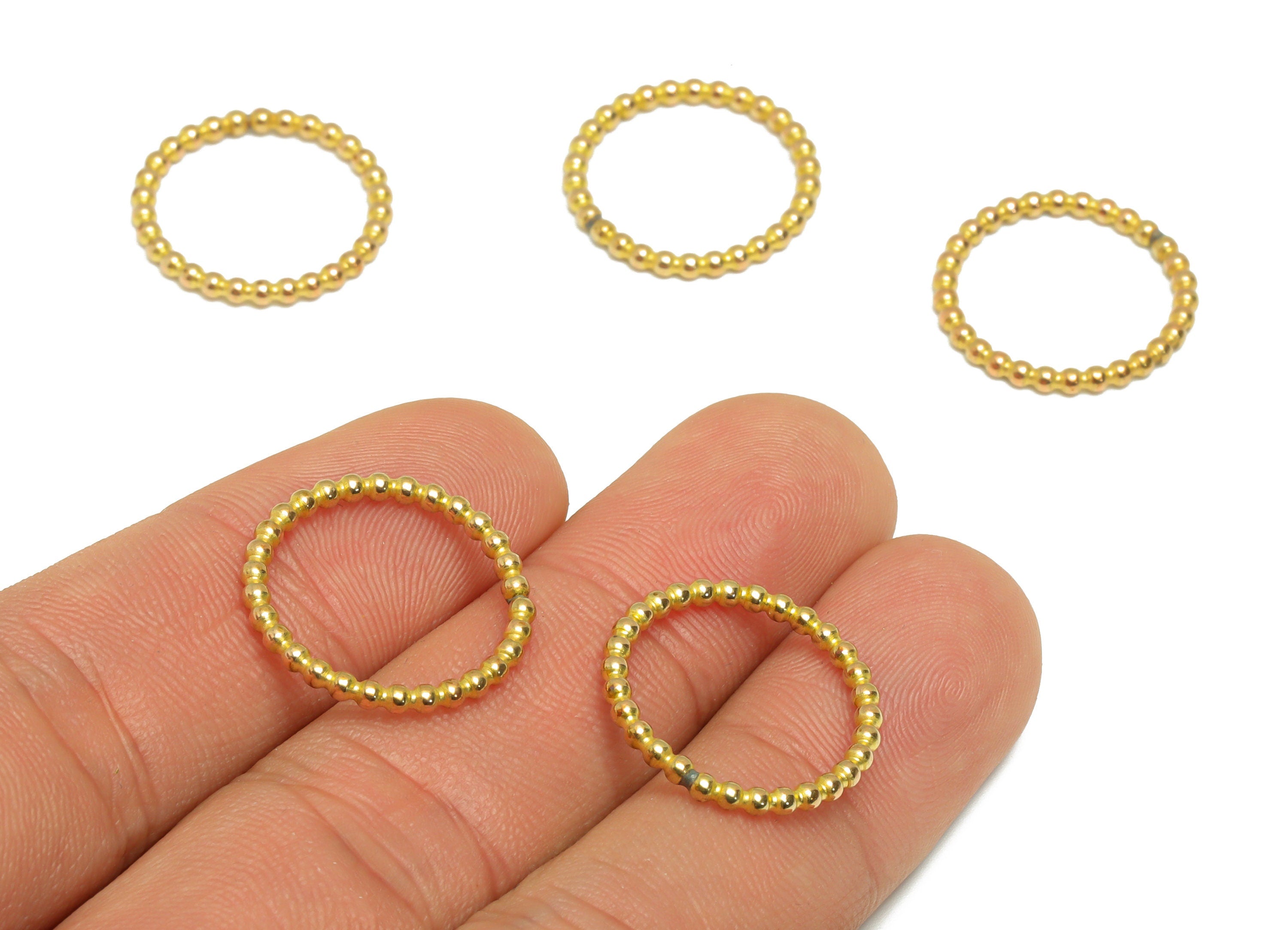 15mm Ball Wire Chian Ring - Raw Brass Dainty Beaded Band - Brass Solid Gold Thin Ring - Brass Beaded Ring - 19x19x1.73mm - PP9403 - DOMEDBAZAAR