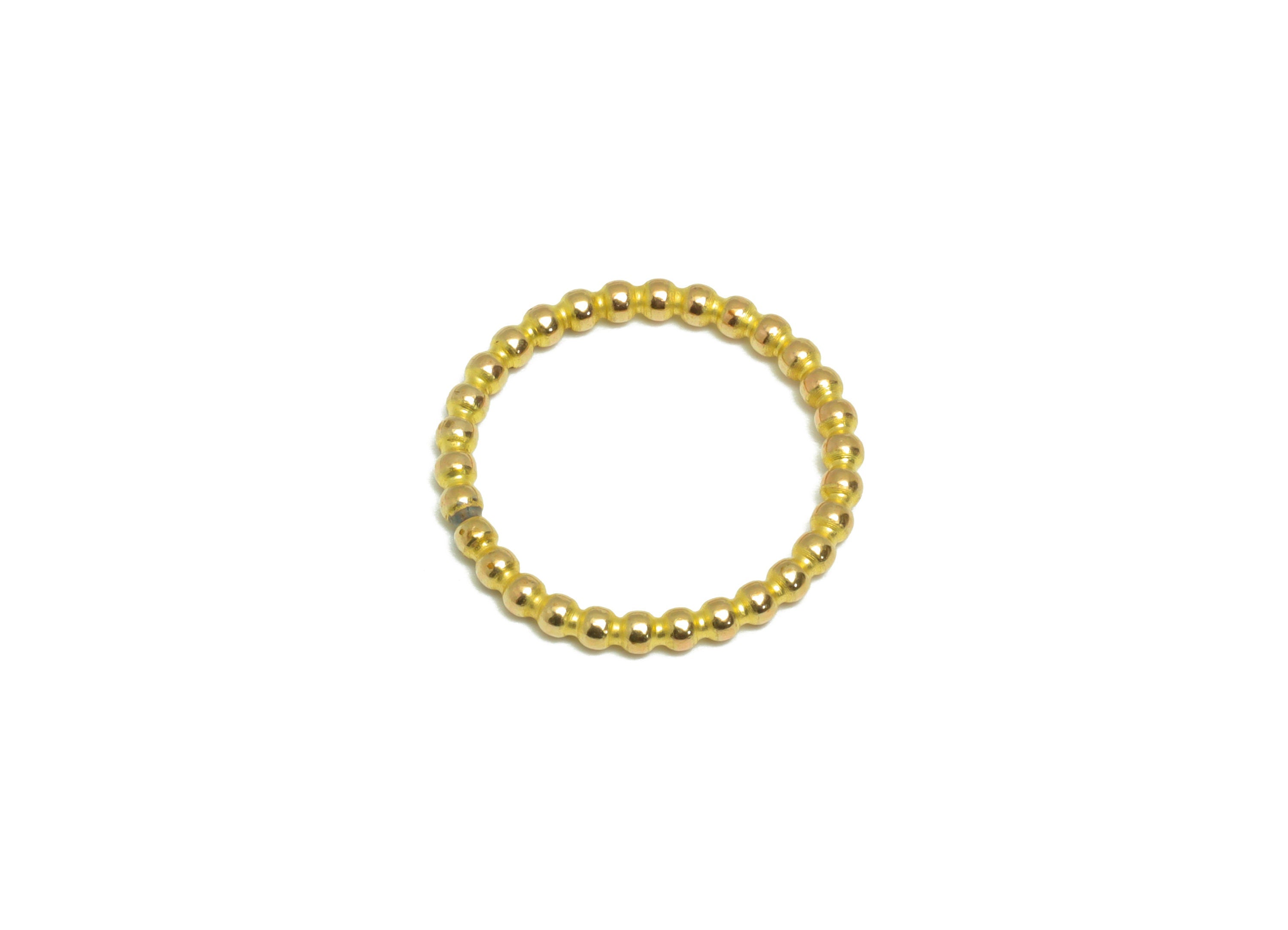 15mm Ball Wire Chian Ring - Raw Brass Dainty Beaded Band - Brass Solid Gold Thin Ring - Brass Beaded Ring - 19x19x1.73mm - PP9403 - DOMEDBAZAAR