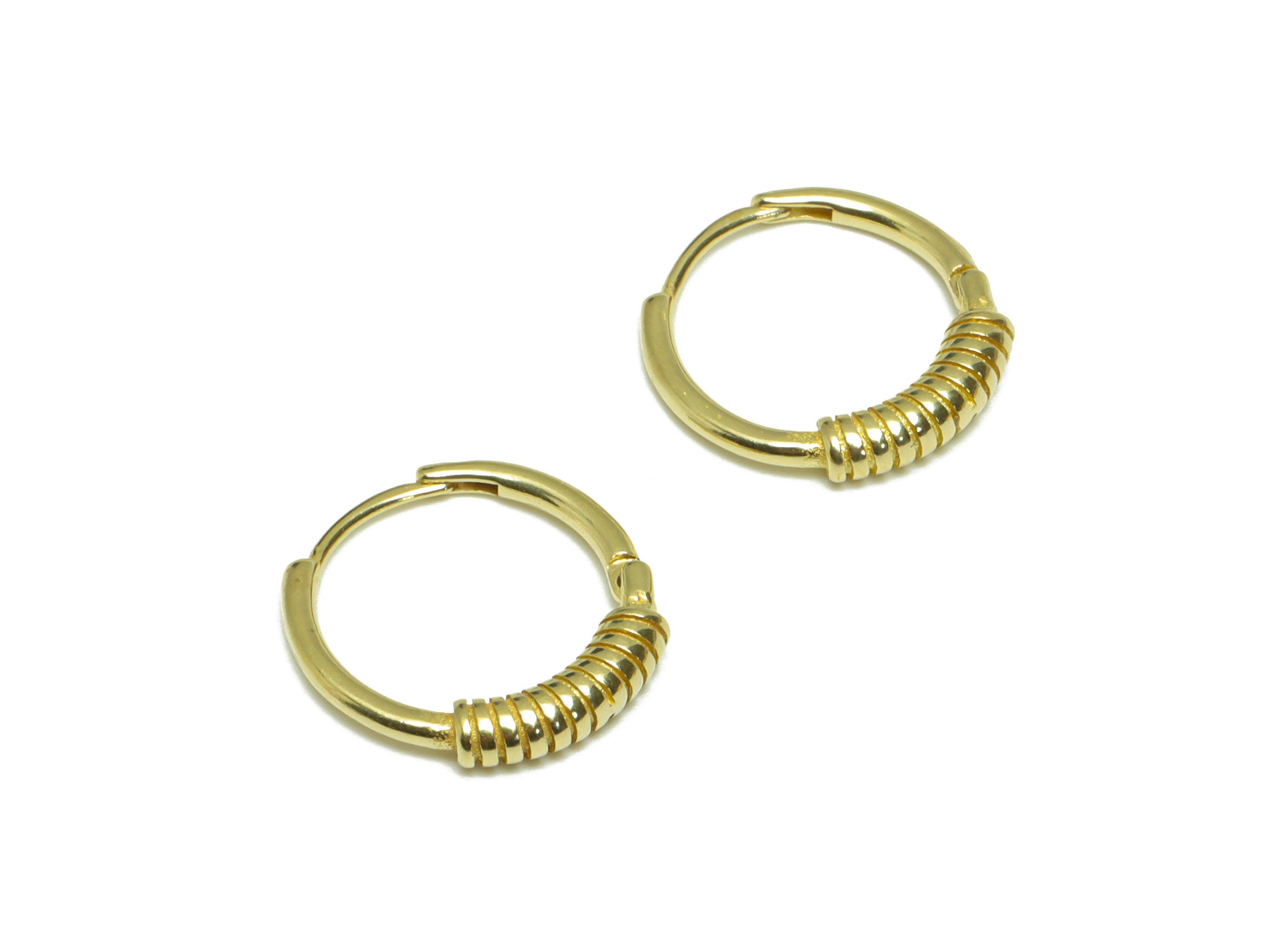 Brass Spring Huggie Hoop Earring - Raw Brass Twine Wire Hoop Clasp Earring - Brass Hoop Earring - Huggie Hoop Earring - 14.8x14x8mm- PP9487 - DOMEDBAZAAR
