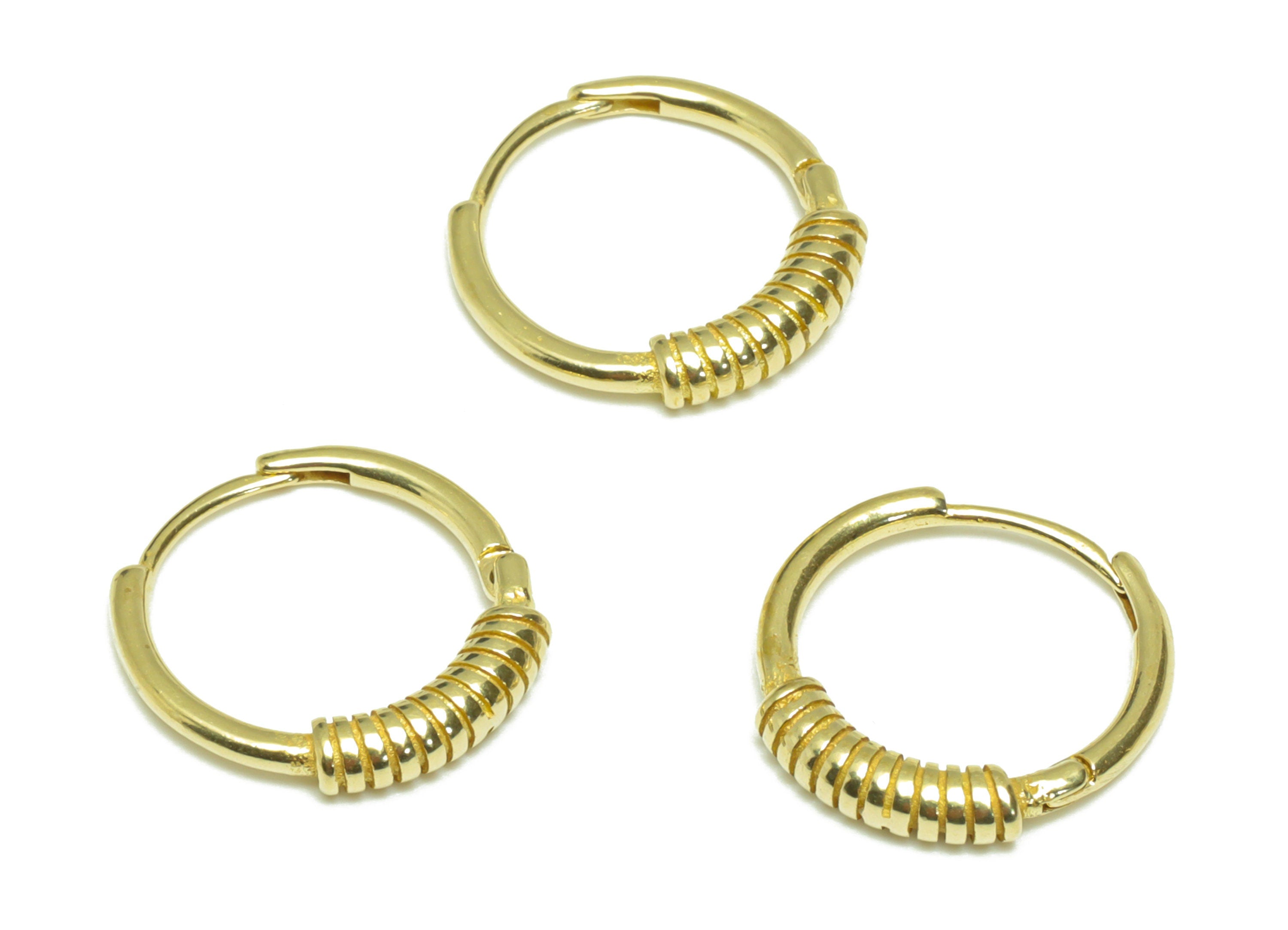 Brass Spring Huggie Hoop Earring - Raw Brass Twine Wire Hoop Clasp Earring - Brass Hoop Earring - Huggie Hoop Earring - 14.8x14x8mm- PP9487 - DOMEDBAZAAR
