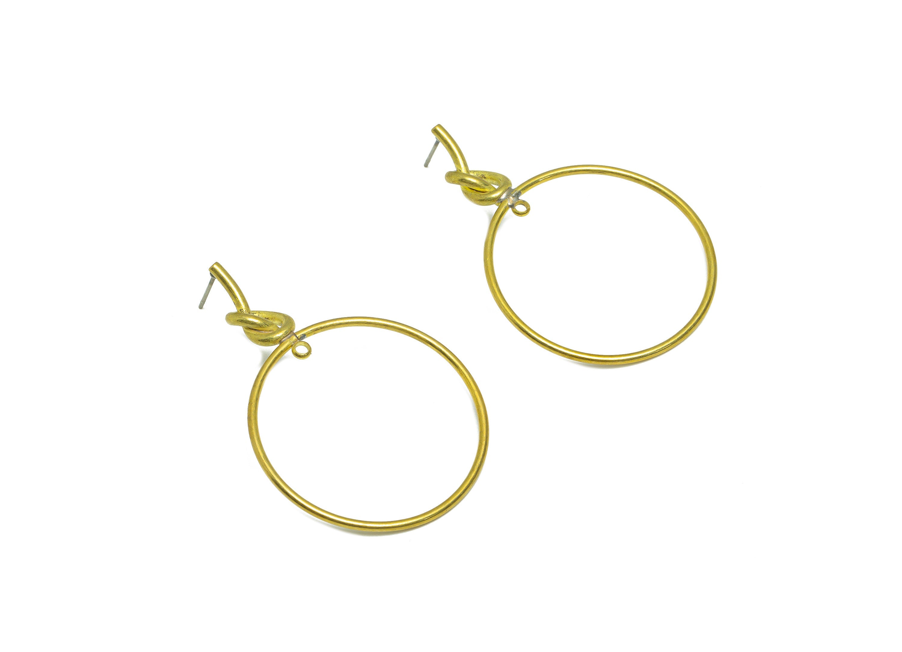 Brass Interwoven Earring Stud - Raw Brass Knot Earring Post - Brass Round Knot Earring Post - Circle Earring Post - 52.2x35.18x1mm - PP9934 - DOMEDBAZAAR