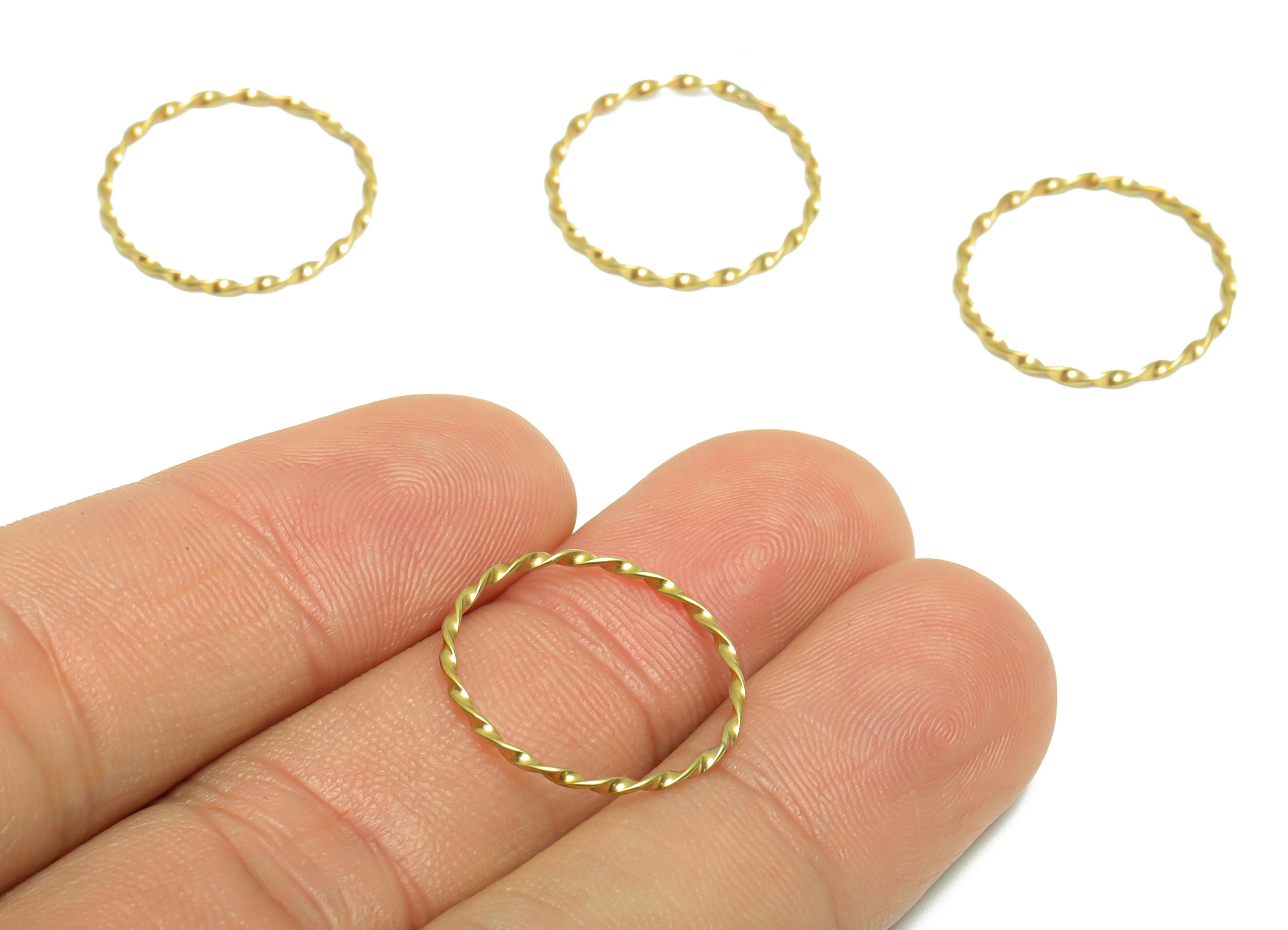 Hammered Twisted Chain Ring - Raw Brass Ring - Brass Chain Rings - Brass Rope Chian Rope Rings - 18.3x18.3x0.99mm - PP9367 - DOMEDBAZAAR