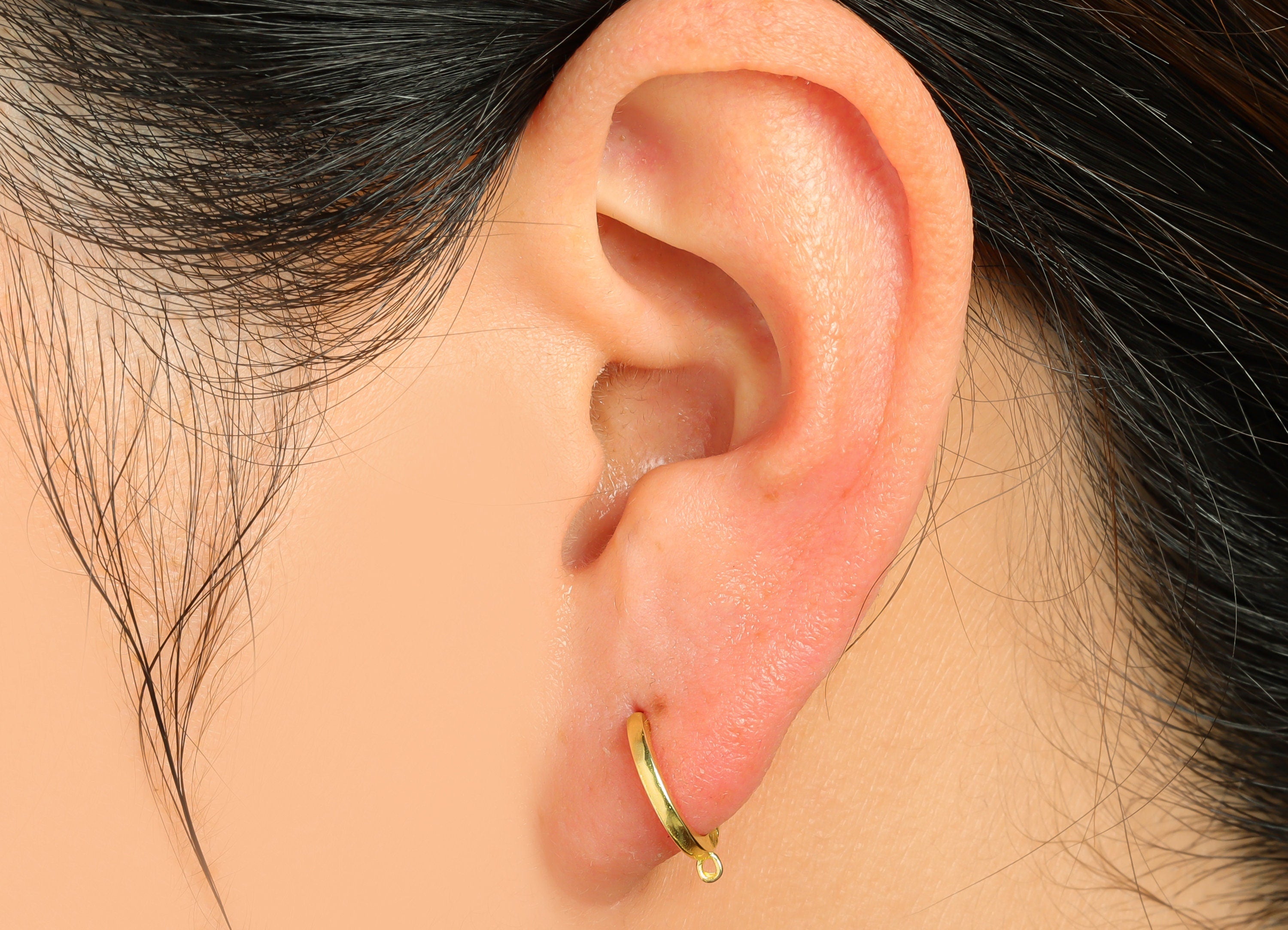 Round Huggie Hoop Earring - Raw Brass Mini Earring Clasp - Brass Circle Clasp Earring - Clasp Huggie Earring - 12.91x11.29x1.73mm - PP9489 - DOMEDBAZAAR