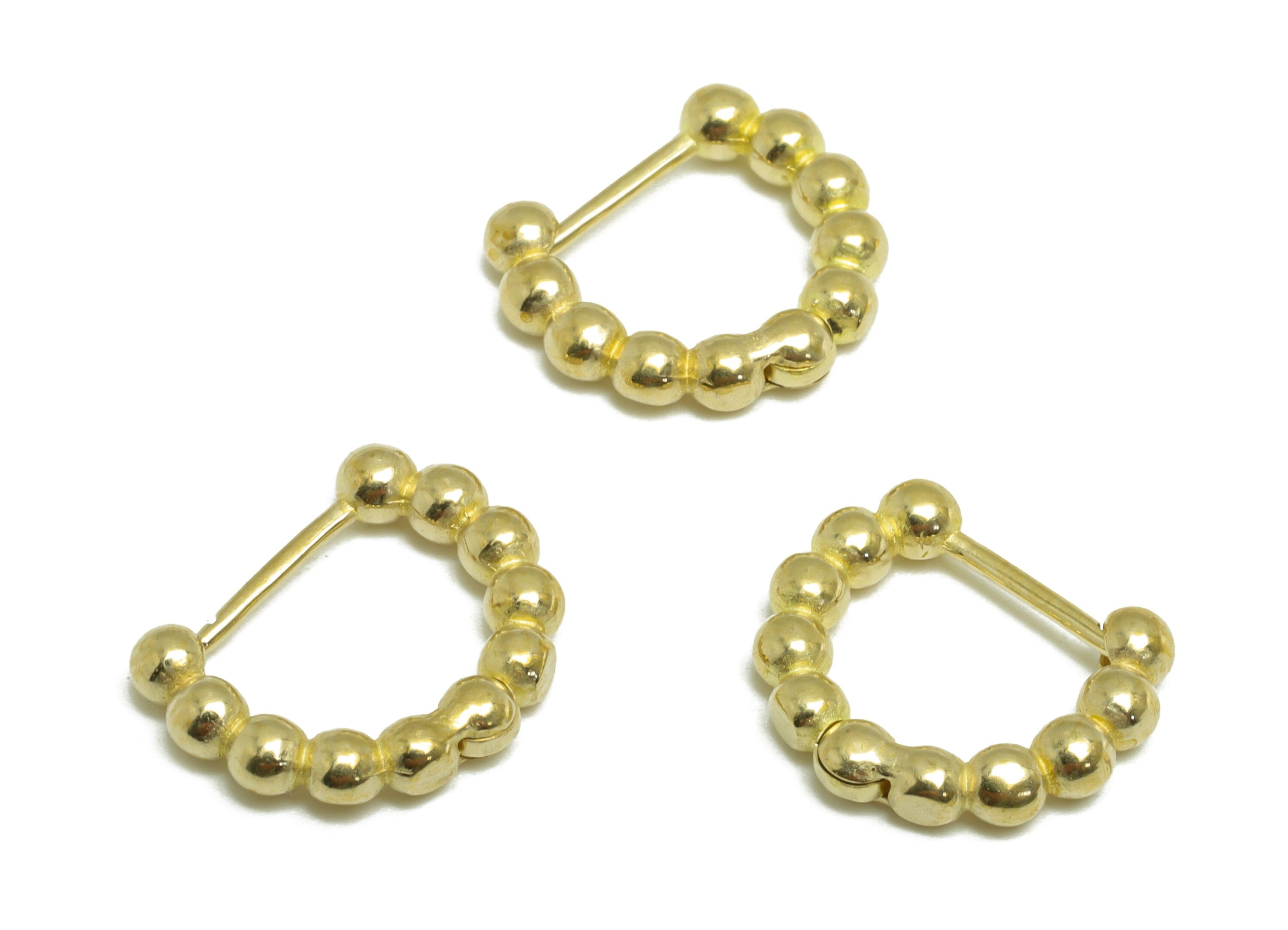 Balls Huggie Hoop C Earring - Raw Brass Circle Wire Earring Clasp - Brass Balls Hoop Huggie Earring - 14.3x12.6x2.82mm - PP9754 - DOMEDBAZAAR