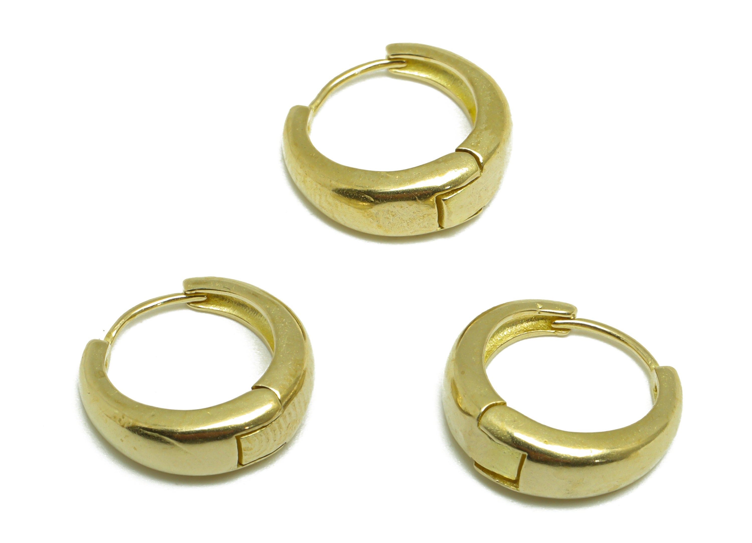 Brass Round Huggie Hoop Earring - Raw Brass Hoop Huggie Earring - Brass Minimalist Geometry Hoop Earring - 13.5x13.23x4.7mm - PP9751 - DOMEDBAZAAR
