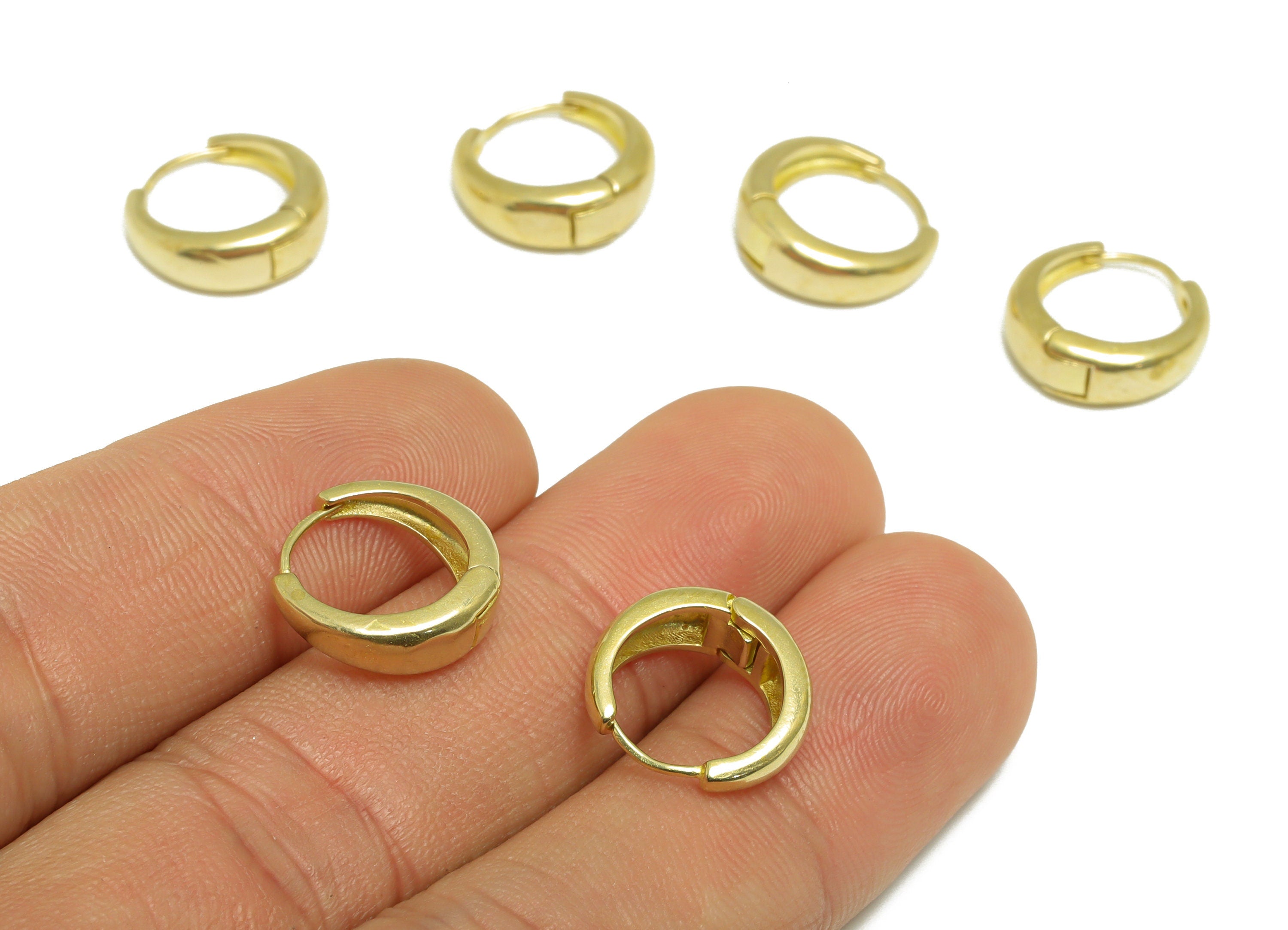 Brass Round Huggie Hoop Earring - Raw Brass Hoop Huggie Earring - Brass Minimalist Geometry Hoop Earring - 13.5x13.23x4.7mm - PP9751 - DOMEDBAZAAR