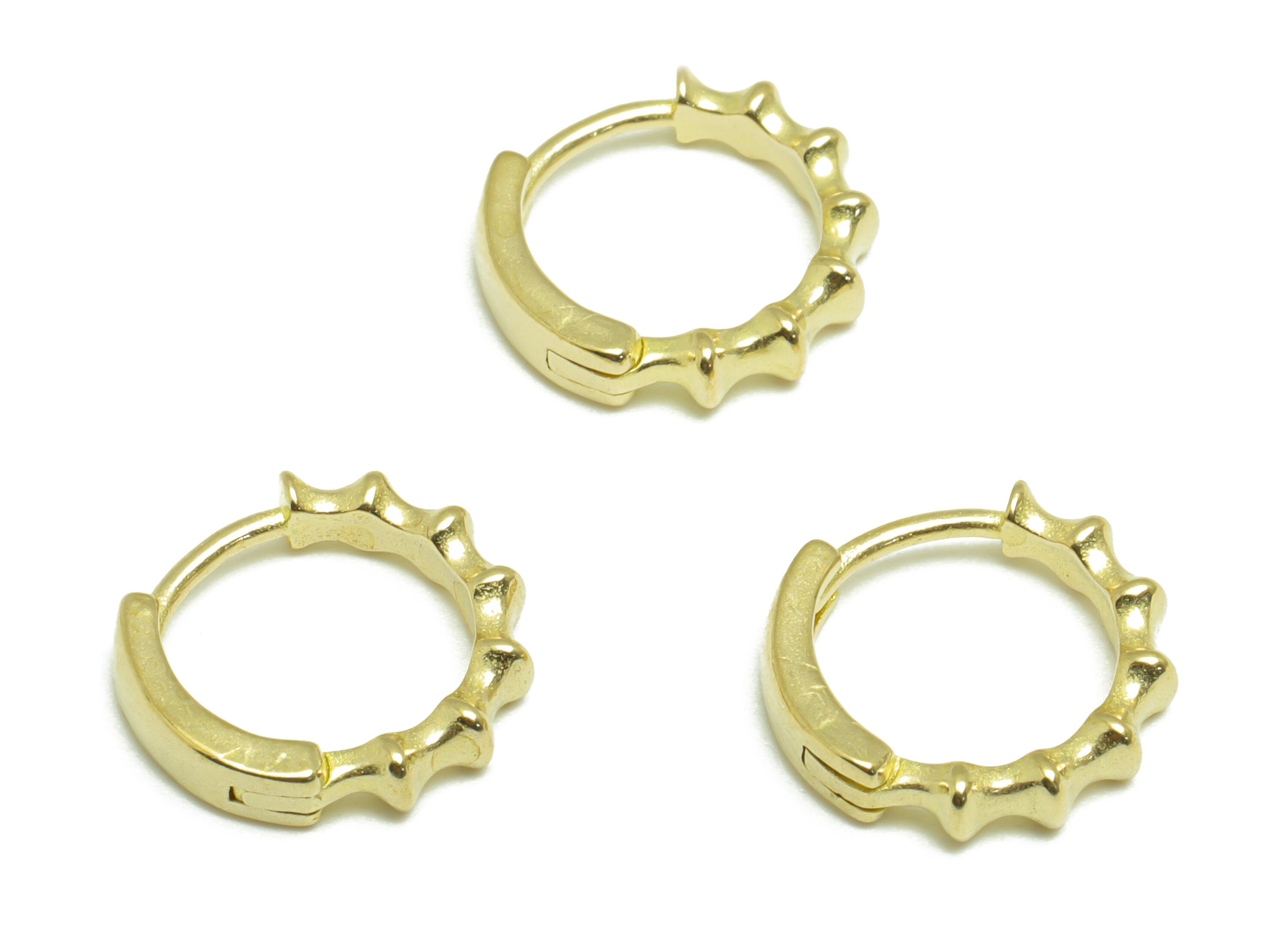 Brass Round Huggie Hoop Earring - Raw Brass Textured Hoop Huggie Earring - Brass Circle Geometry Hoop Earring - 13.2x12.6x2.95mm - PP9758 - DOMEDBAZAAR