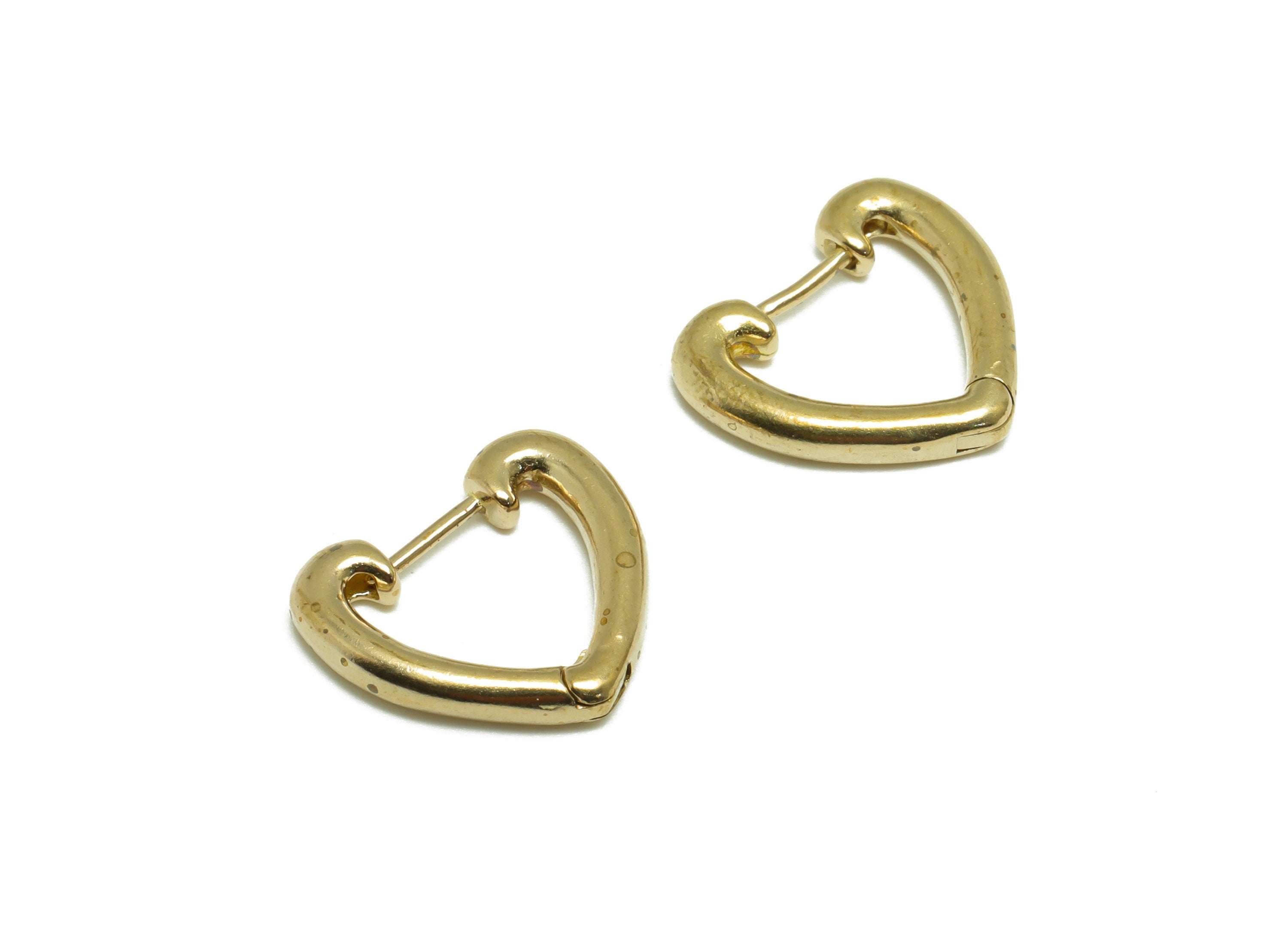 Brass Heart Huggie Hoop Earring - Raw Brass Heart Hoop Huggie Earring - Brass Heart Clasp Hoop Earring - 14.3x13.3x2.55mm - PP9741 - DOMEDBAZAAR