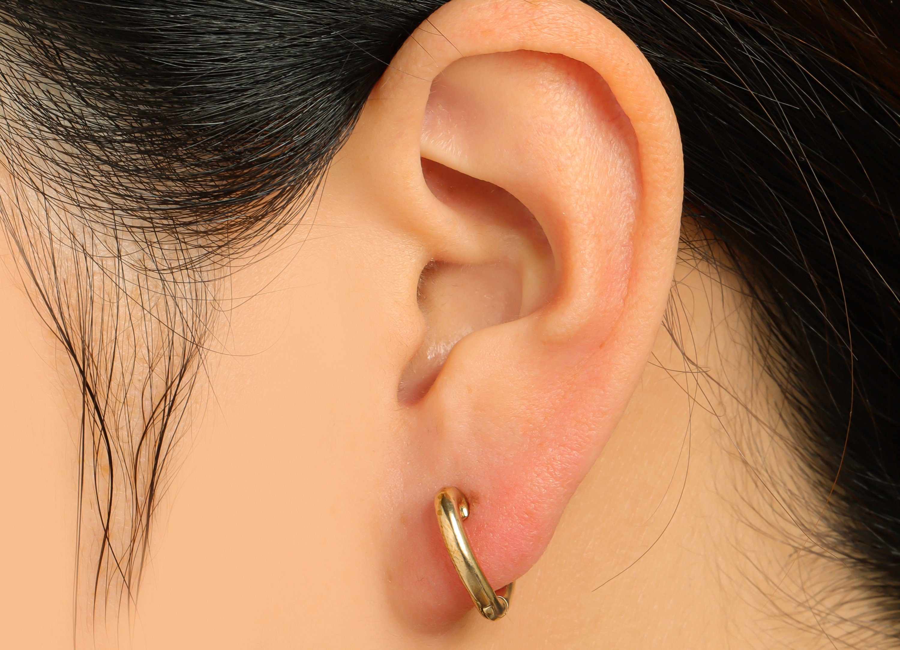 Brass Heart Huggie Hoop Earring - Raw Brass Heart Hoop Huggie Earring - Brass Heart Clasp Hoop Earring - 14.3x13.3x2.55mm - PP9741 - DOMEDBAZAAR