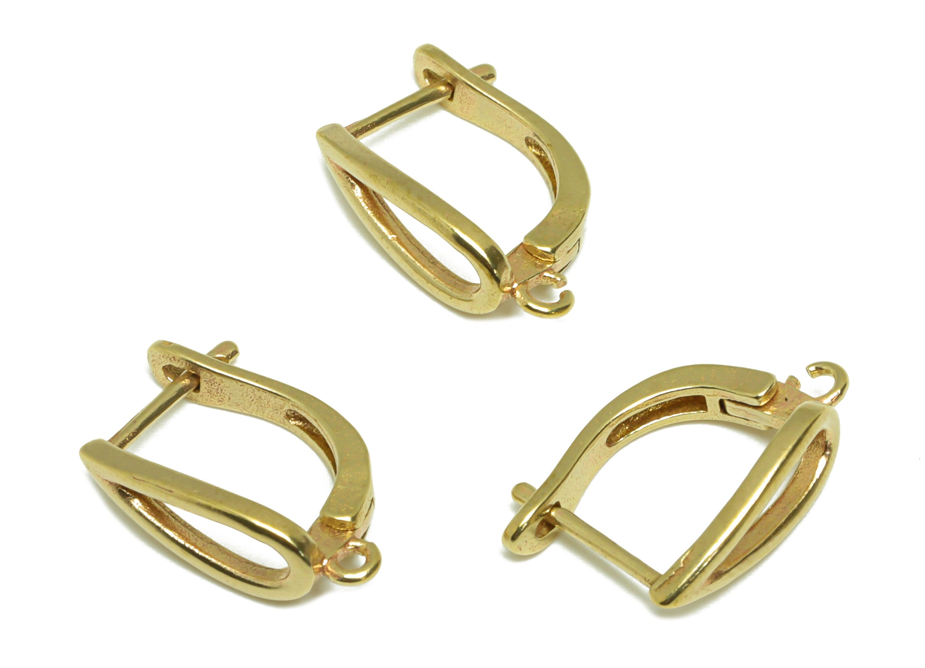 Gold Teardrop Hoop Earring - Brass Teardrop English Lock Earring - Raw Brass Drop Hoop Earring - Geometry Earring - 17.66x10x1mm -PP9498 - DOMEDBAZAAR