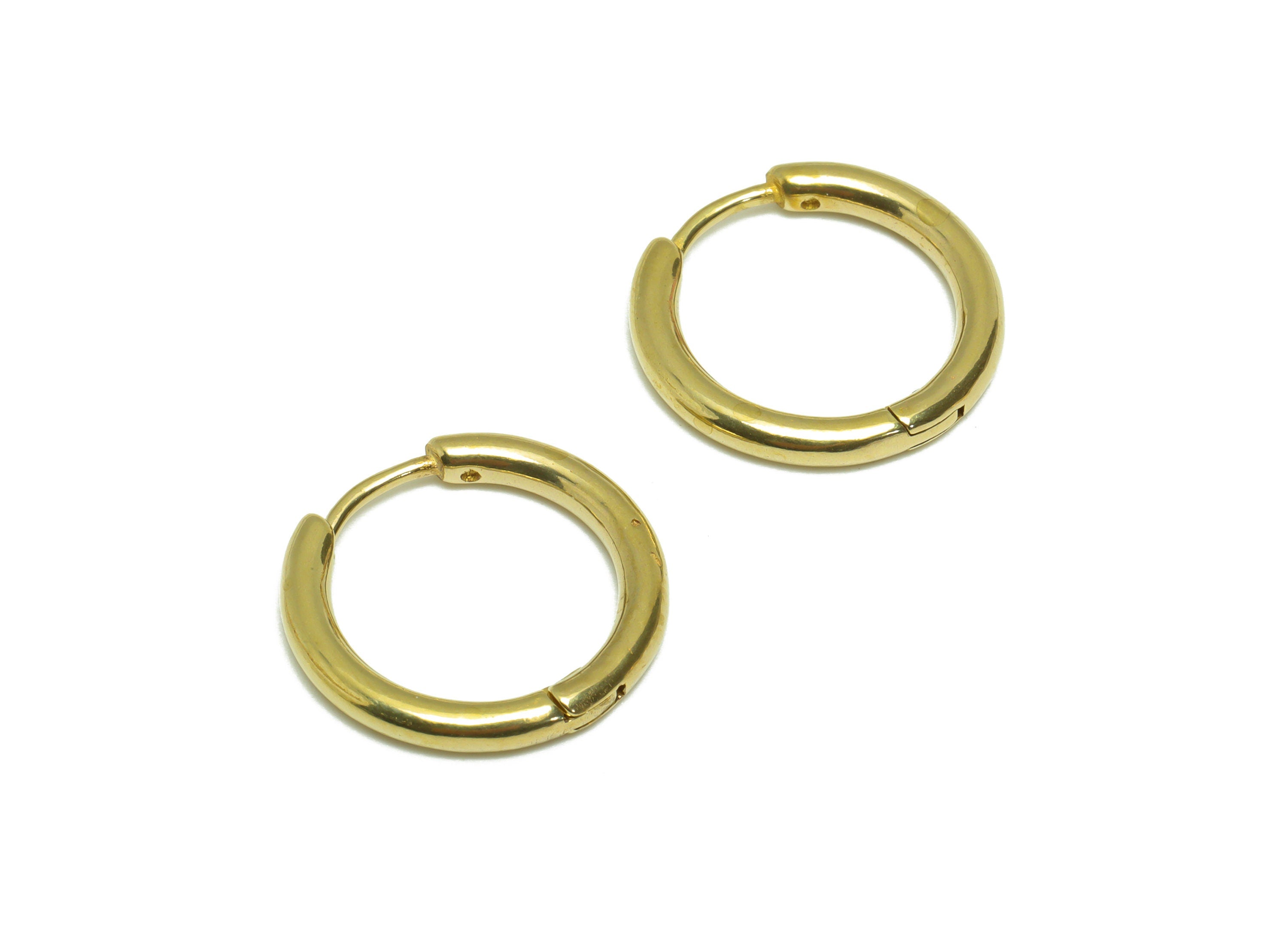 19mm Round Huggie Earring - Raw Brass Hoop Clasp Earring - Brass Hoop Circle Earring - Round Hoop Earring - 18.62x19.20x1mm - PP9505 - DOMEDBAZAAR