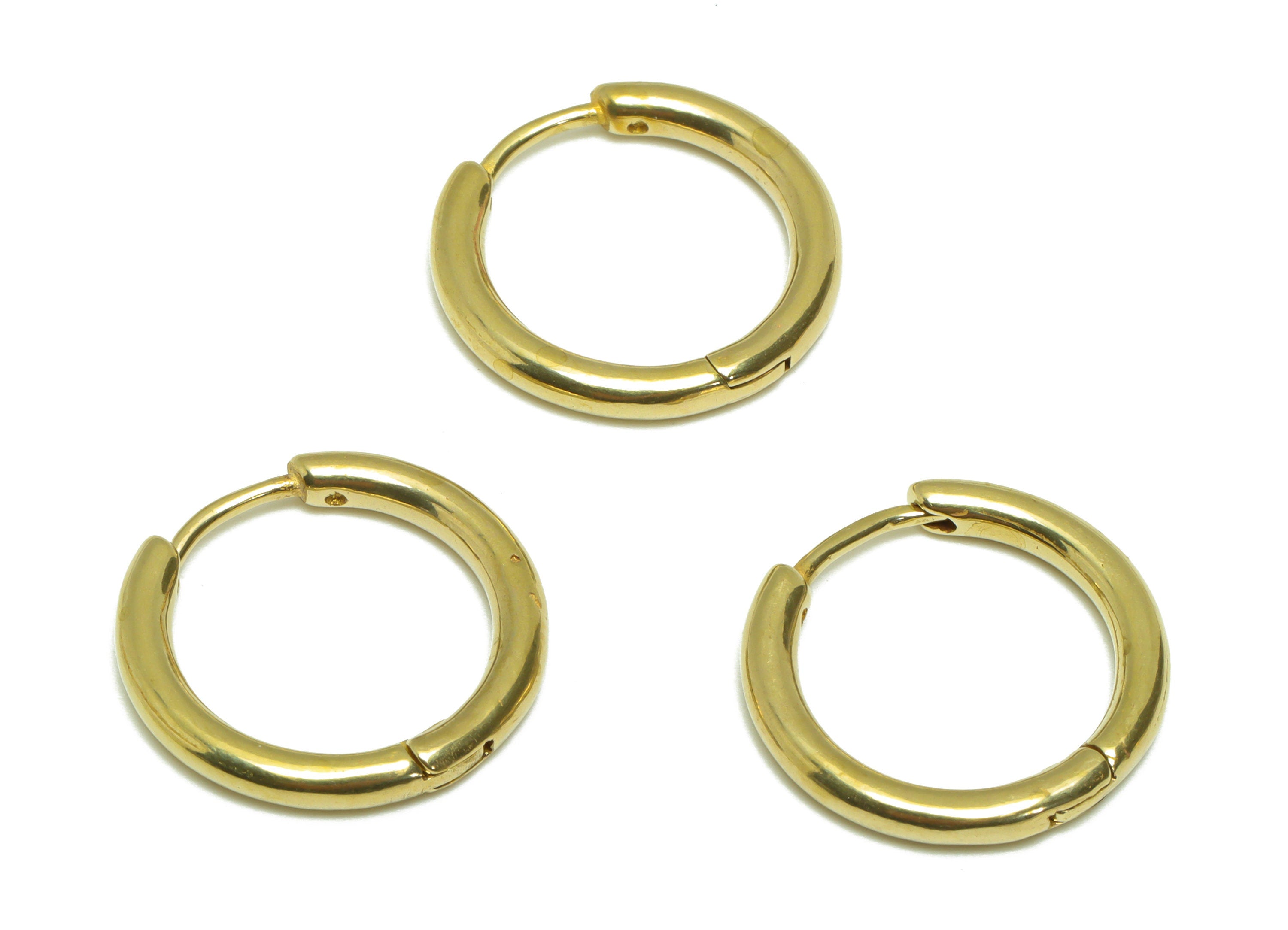 19mm Round Huggie Earring - Raw Brass Hoop Clasp Earring - Brass Hoop Circle Earring - Round Hoop Earring - 18.62x19.20x1mm - PP9505 - DOMEDBAZAAR