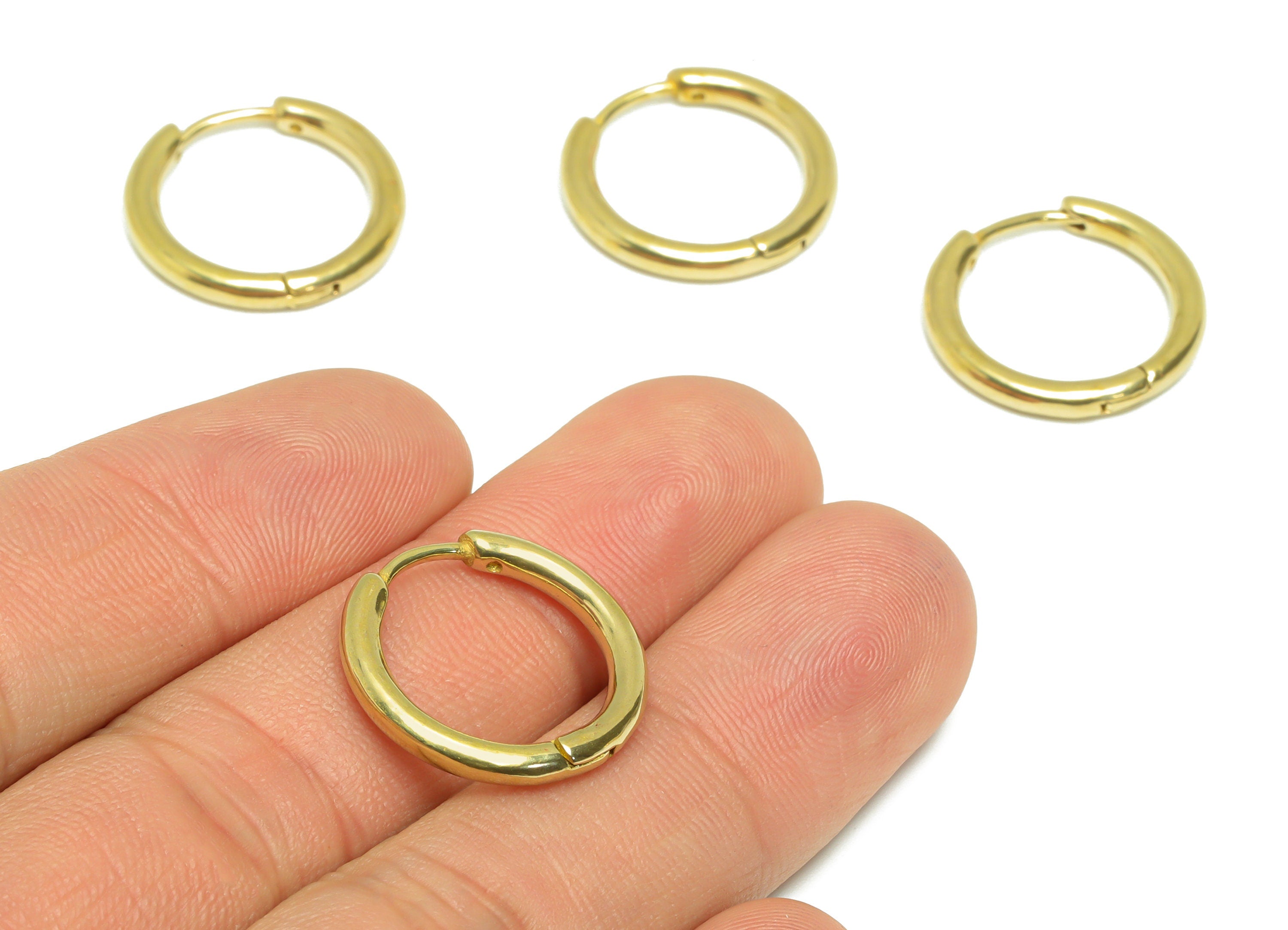 19mm Round Huggie Earring - Raw Brass Hoop Clasp Earring - Brass Hoop Circle Earring - Round Hoop Earring - 18.62x19.20x1mm - PP9505 - DOMEDBAZAAR