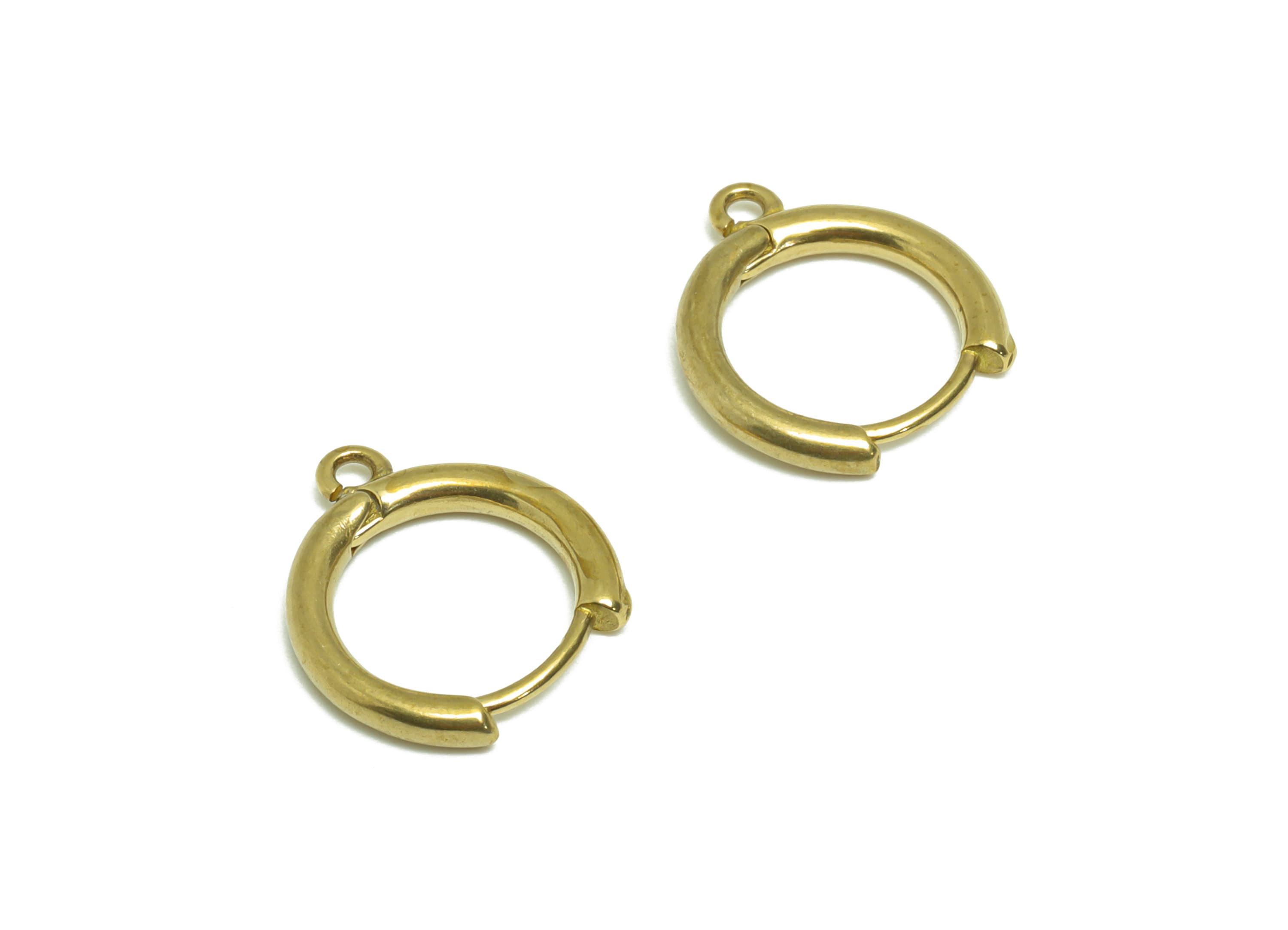 Brass Round Huggie Earring - Raw Brass Circle Hoop Earring - Brass Hoop Earring - Round Hoop Earring  With Loop - 14.5x13.7x2mm - PP9537 - DOMEDBAZAAR