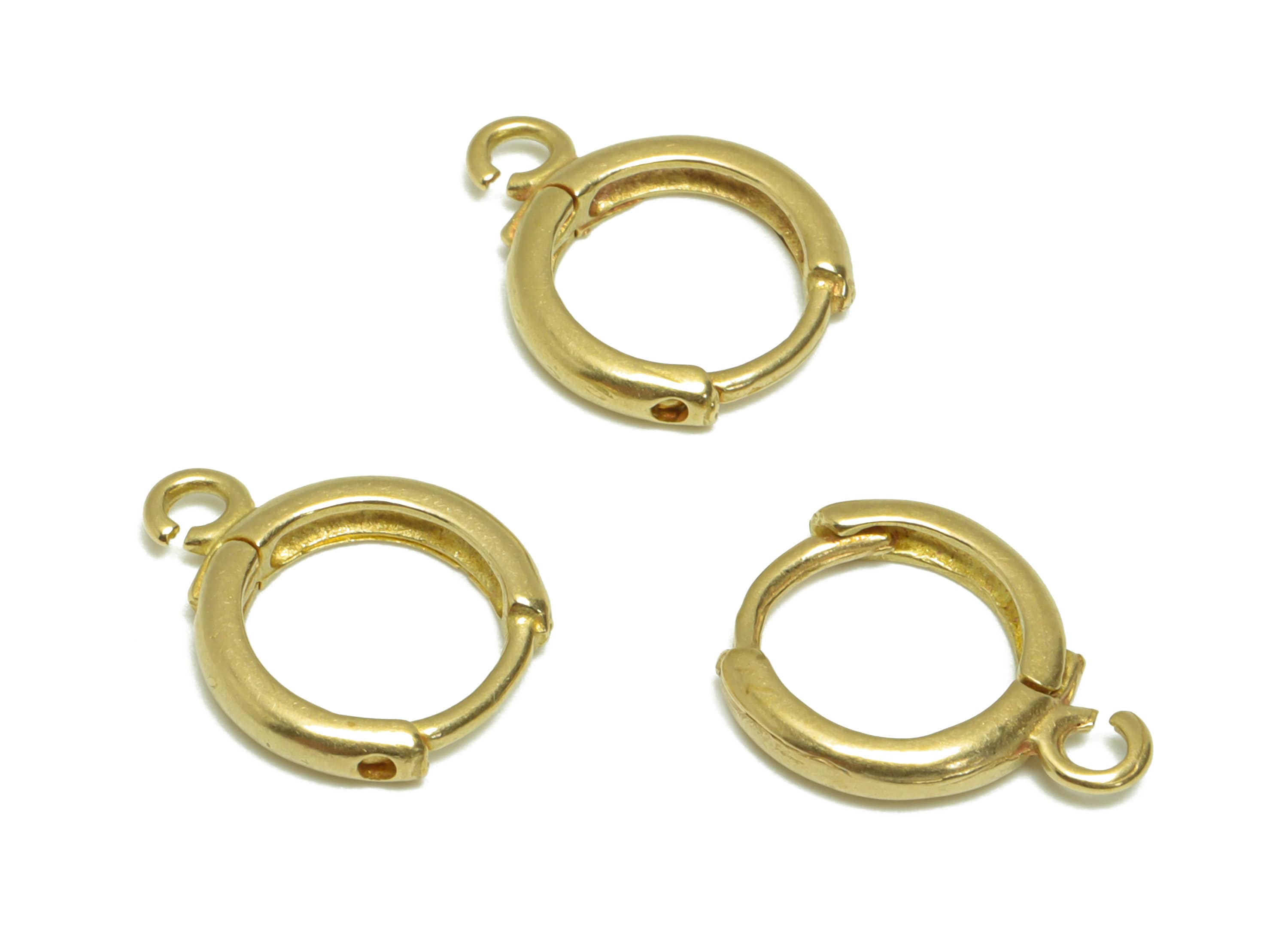 Brass Round Huggie Earring - Raw Brass Hoop Clasp Earring - 10mm Huggie Earring With Loop - Minimalist Huggie Earring - 14.2x11x2mm - PP9542 - DOMEDBAZAAR